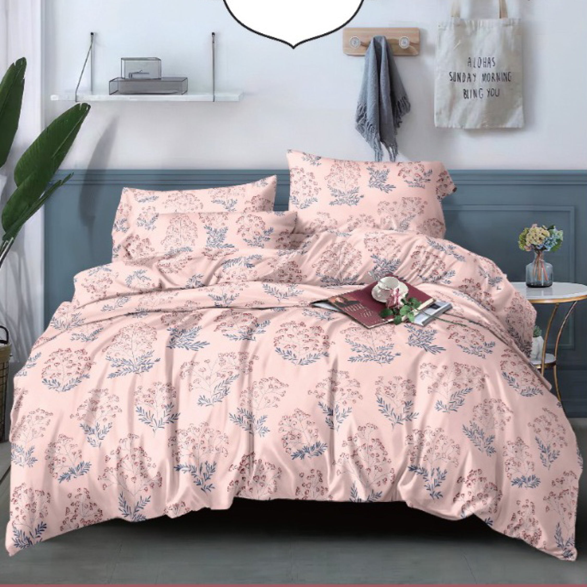 100% Comfortable 250 TC Super King Size Double Bedsheet - 108" X 108" with 2 Pillow Covers - 3 Pcs Set