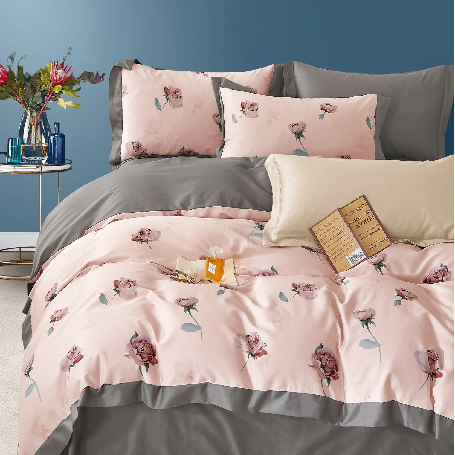 100% Pure Cotton 400 TC King Size Double Bedsheet Digital Print - 275 X 275 CM with 2 Pillow Covers - 3 Pcs Set