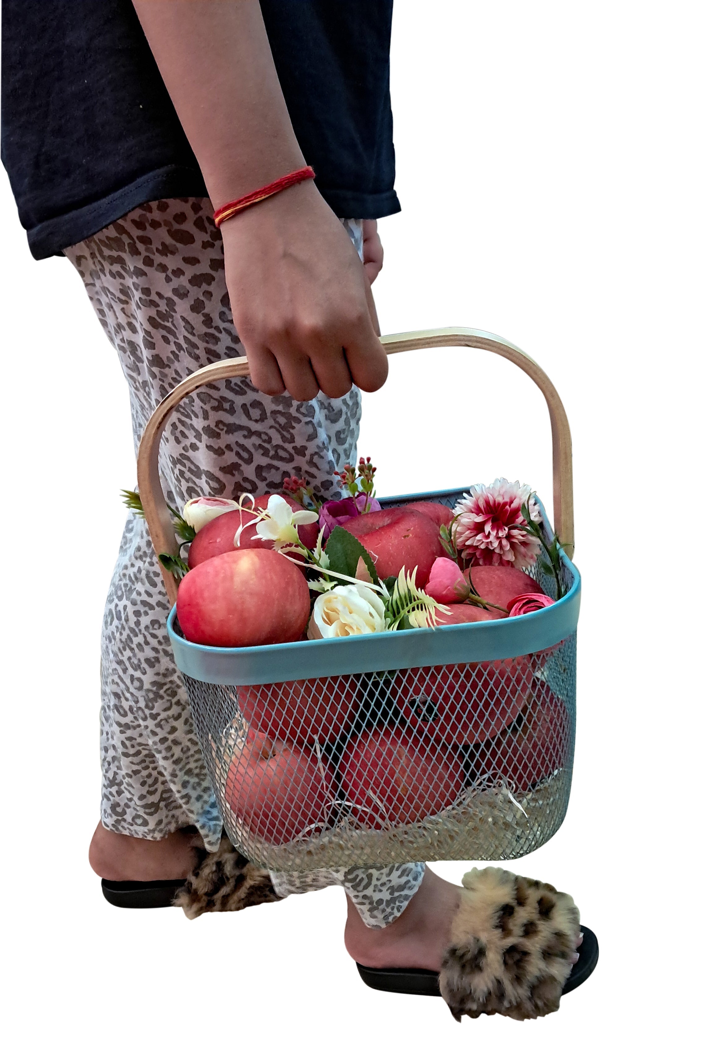 Bamboo Handle Multi-functional Hanging Basket