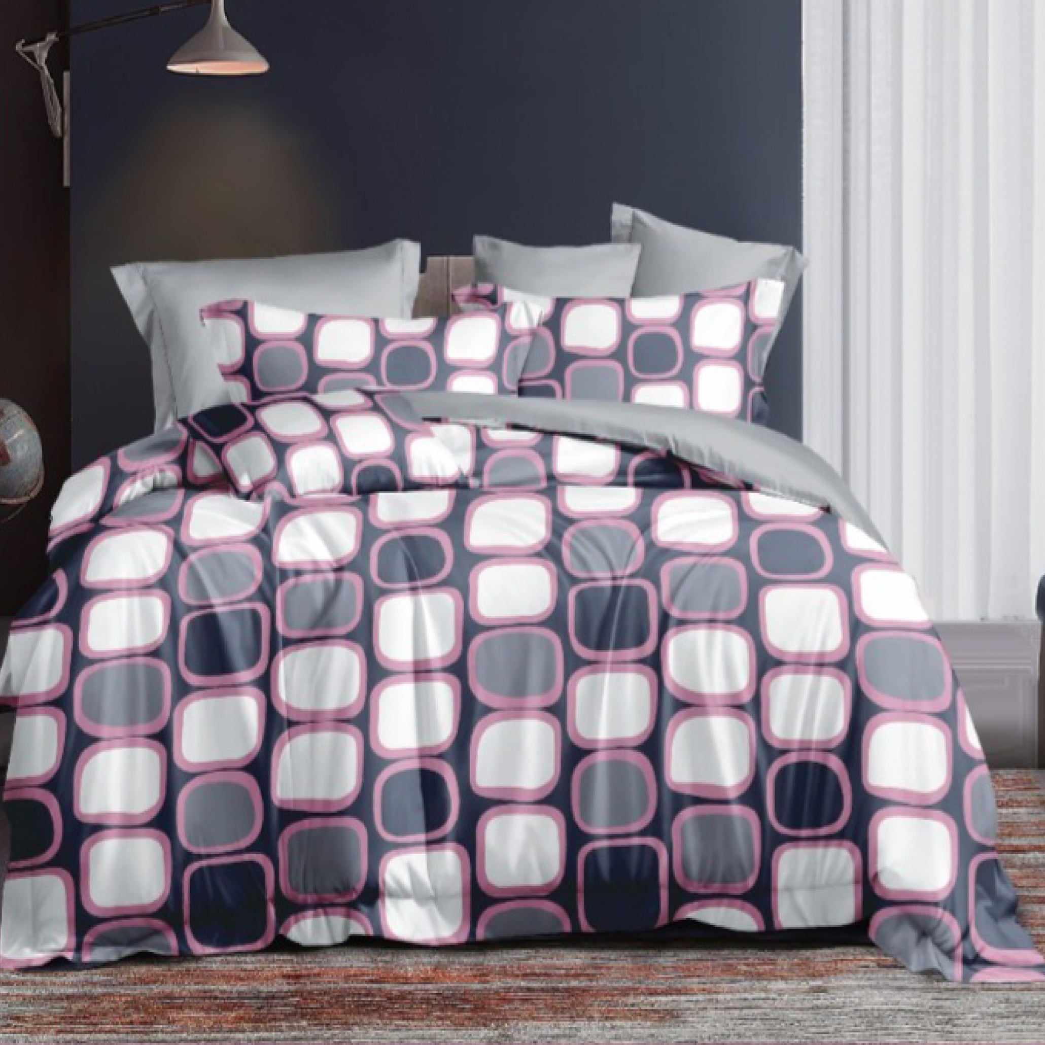 100% Comfortable 250 TC Super King Size Double Bedsheet - 108" X 108" with 2 Pillow Covers - 3 Pcs Set