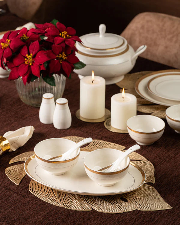 Fine Bone China Dinner Set 24K Gold Plated 36 PCS from Japan
