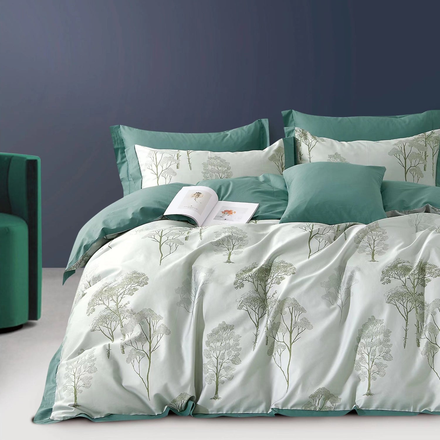 100% Pure Cotton 400 TC King Size Double Bedsheet Digital Print - 275 X 275 CM with 2 Pillow Covers - 3 Pcs Set