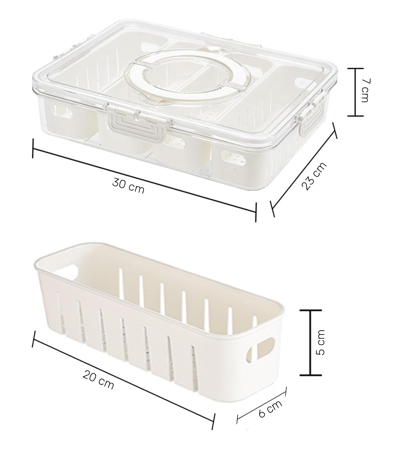 Airtight Drain Food Storage Container with Lid & Removable Compartment Kitchen Stackable Freezer Fridge Organizer Set of 6 Pcs
