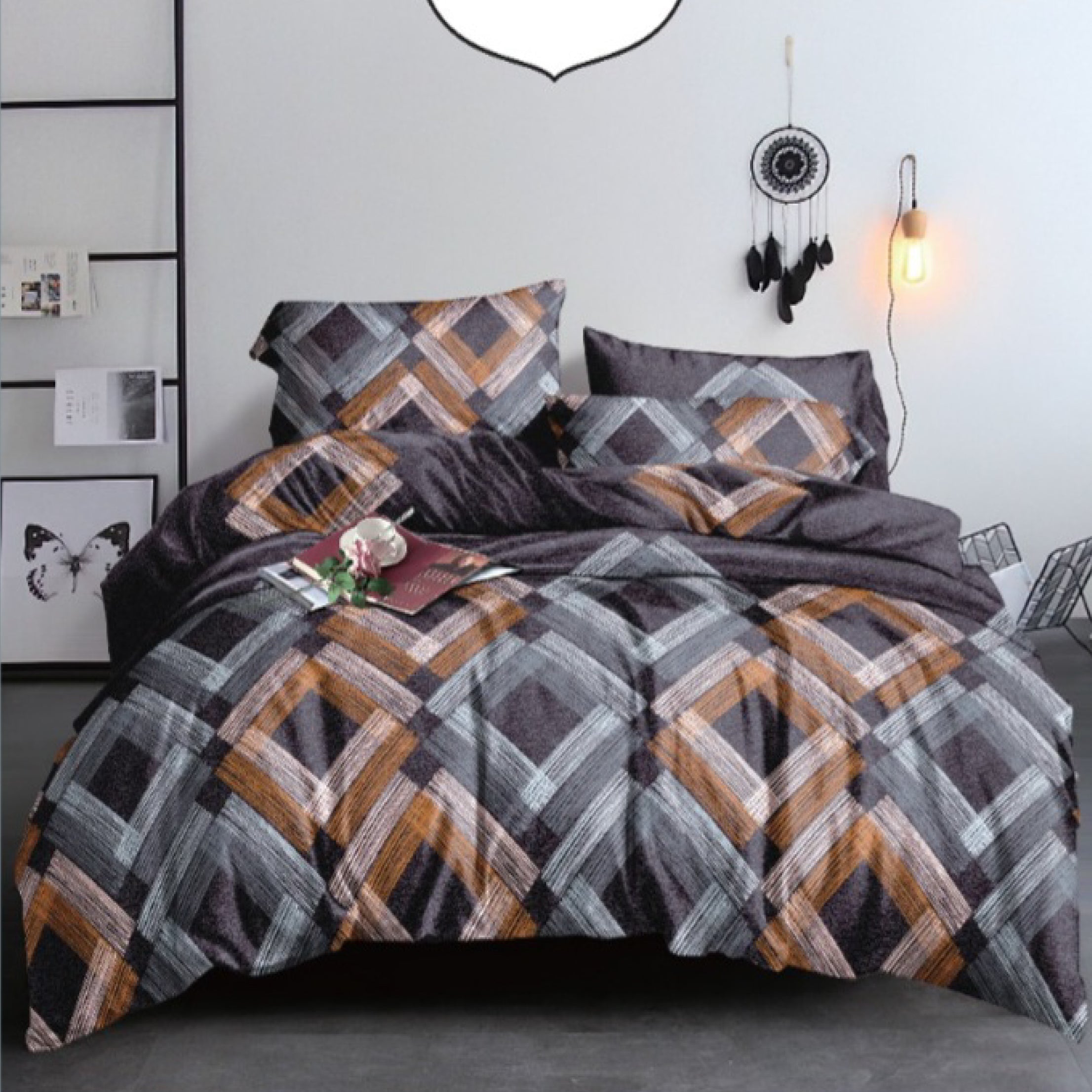 100% Comfortable 250 TC Super King Size Double Bedsheet - 108" X 108" with 2 Pillow Covers - 3 Pcs Set