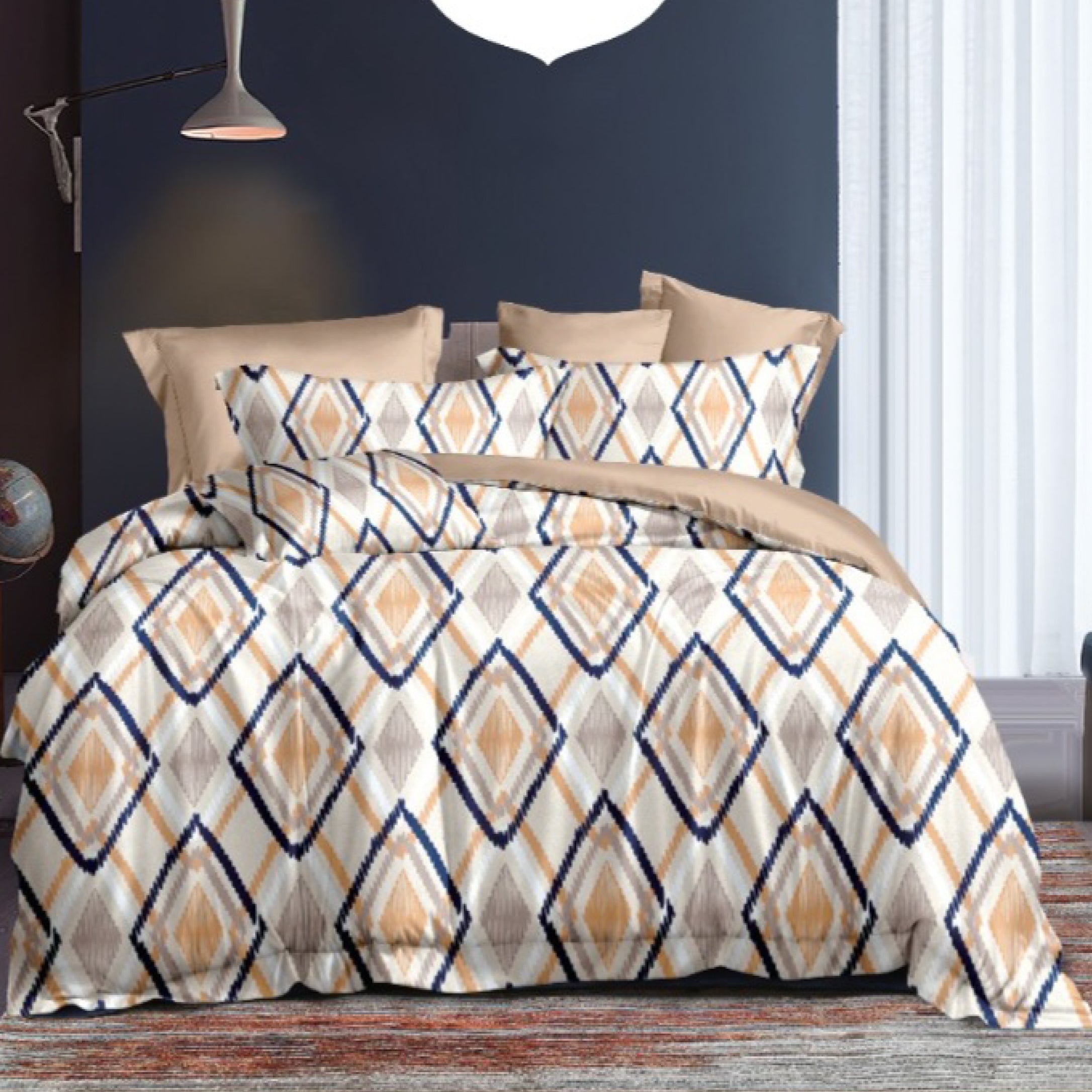 100% Comfortable 250 TC Super King Size Double Bedsheet - 108" X 108" with 2 Pillow Covers - 3 Pcs Set