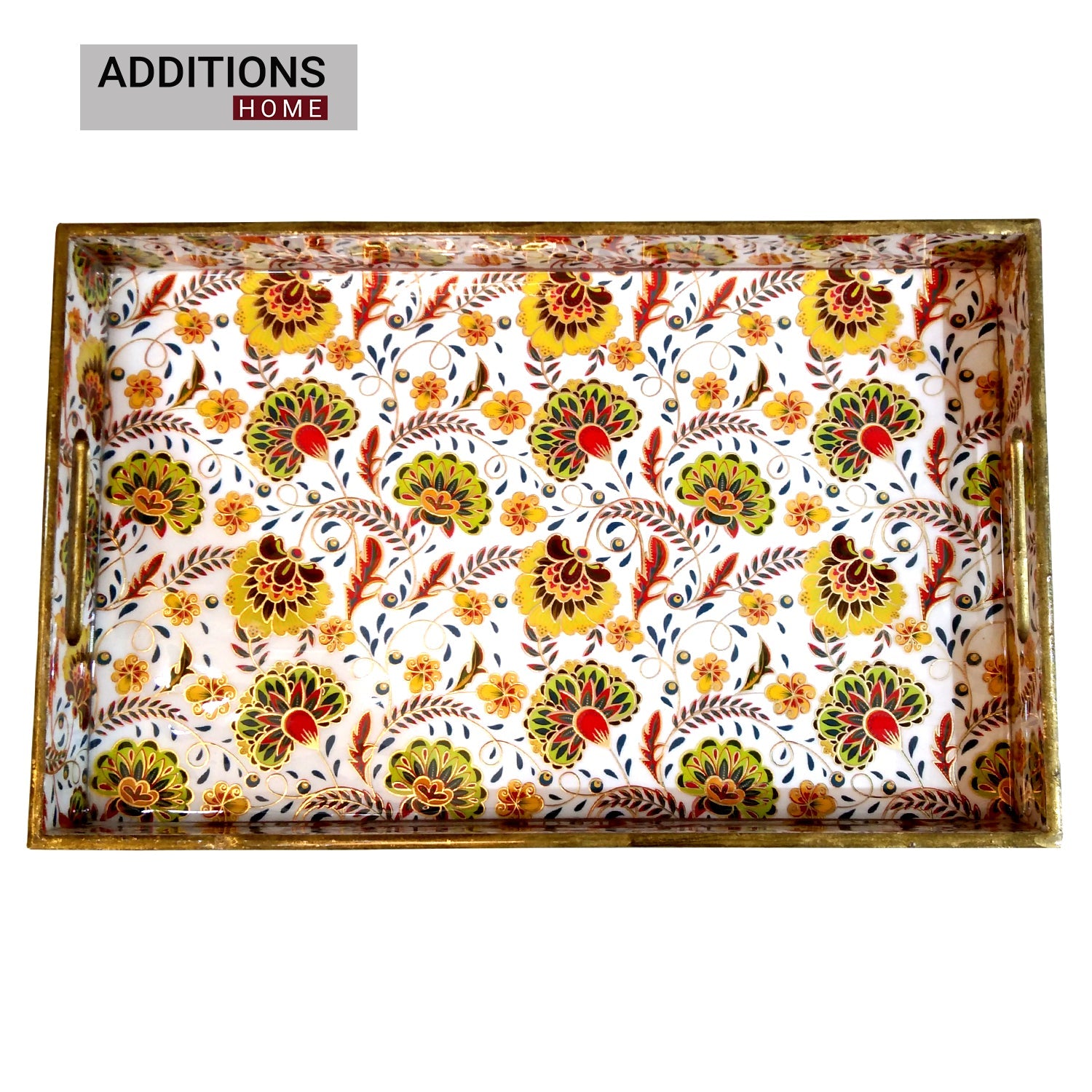 Lacquer Printed Wooden Food and Beverages Serving Tray for Home, Office, Kitchen & Dinning 3 Set