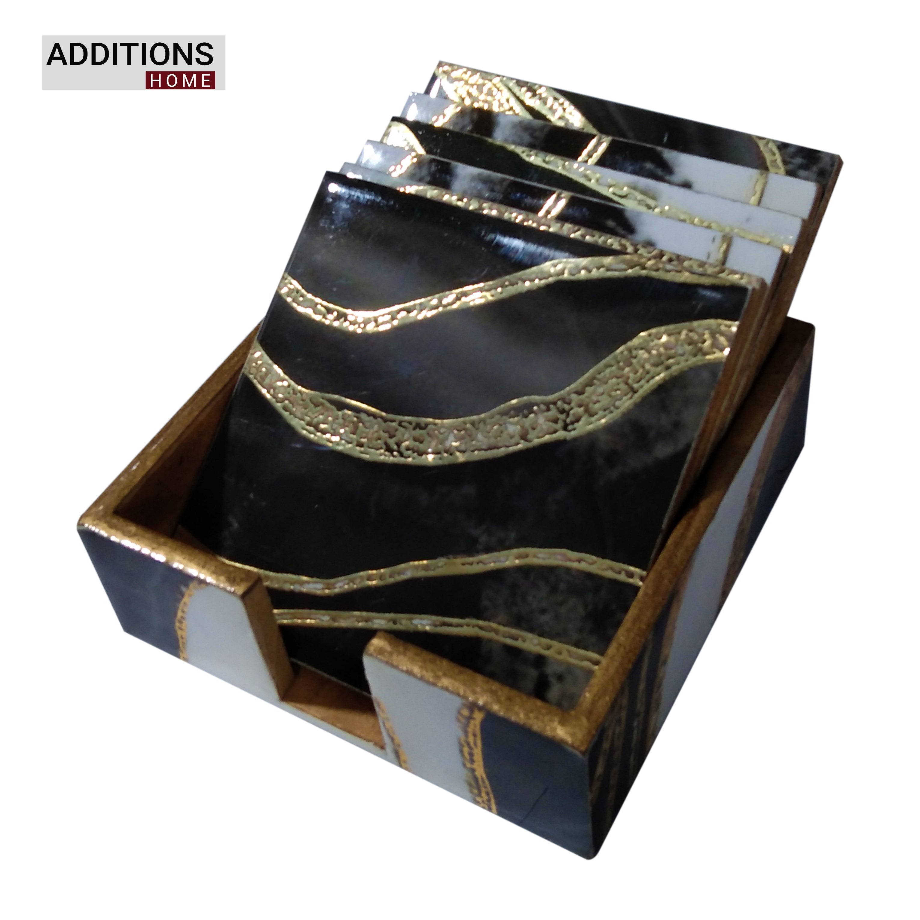 Beautiful Designer Printed Coasters Set of 6 PCS (MDF Wooden, 9.5x9.5 cm, Square)