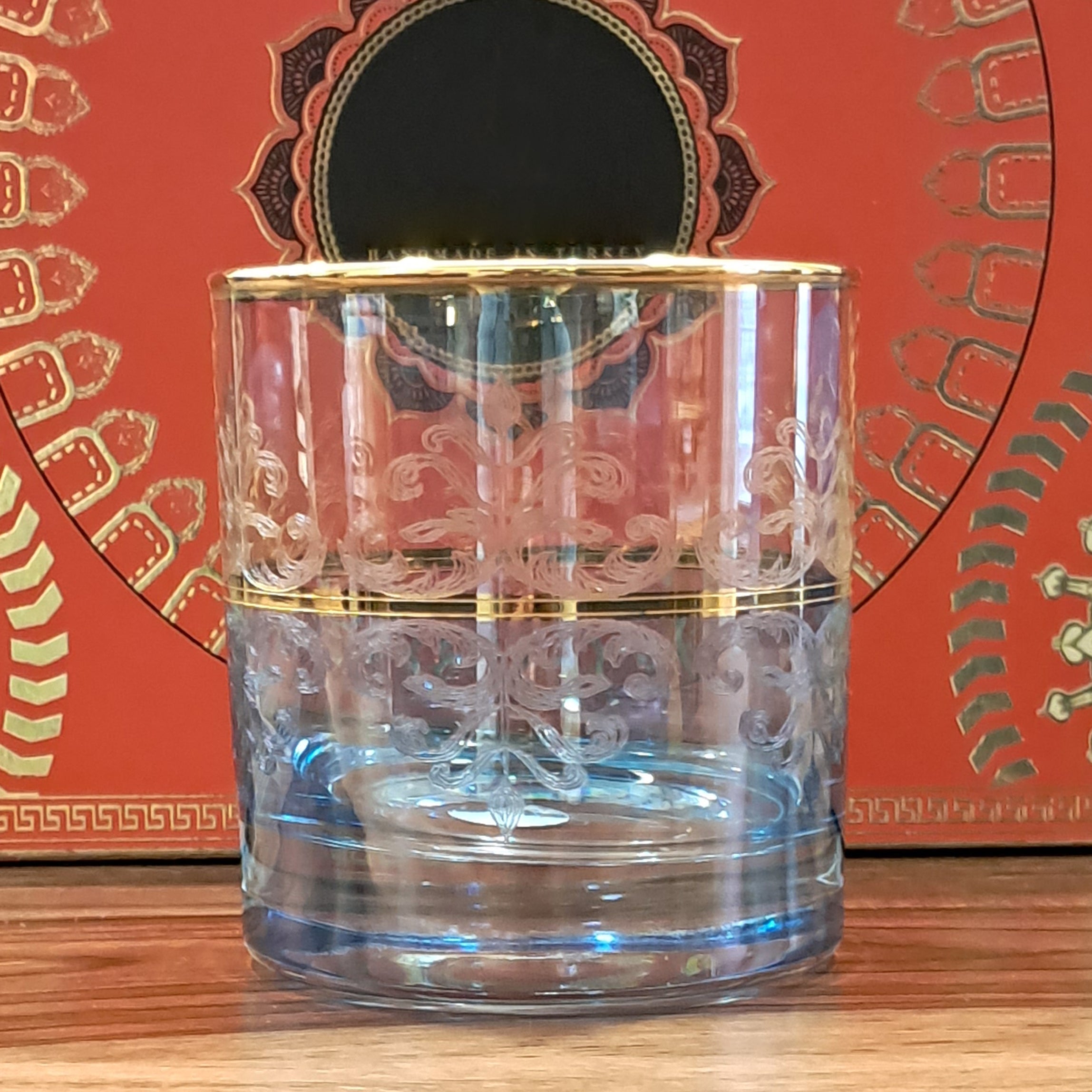 Hand Crafted Gold Decorated Whiskey Glasses, Capacity:360 ML for Home and Kitchen - Ideal Gift for Housewarming