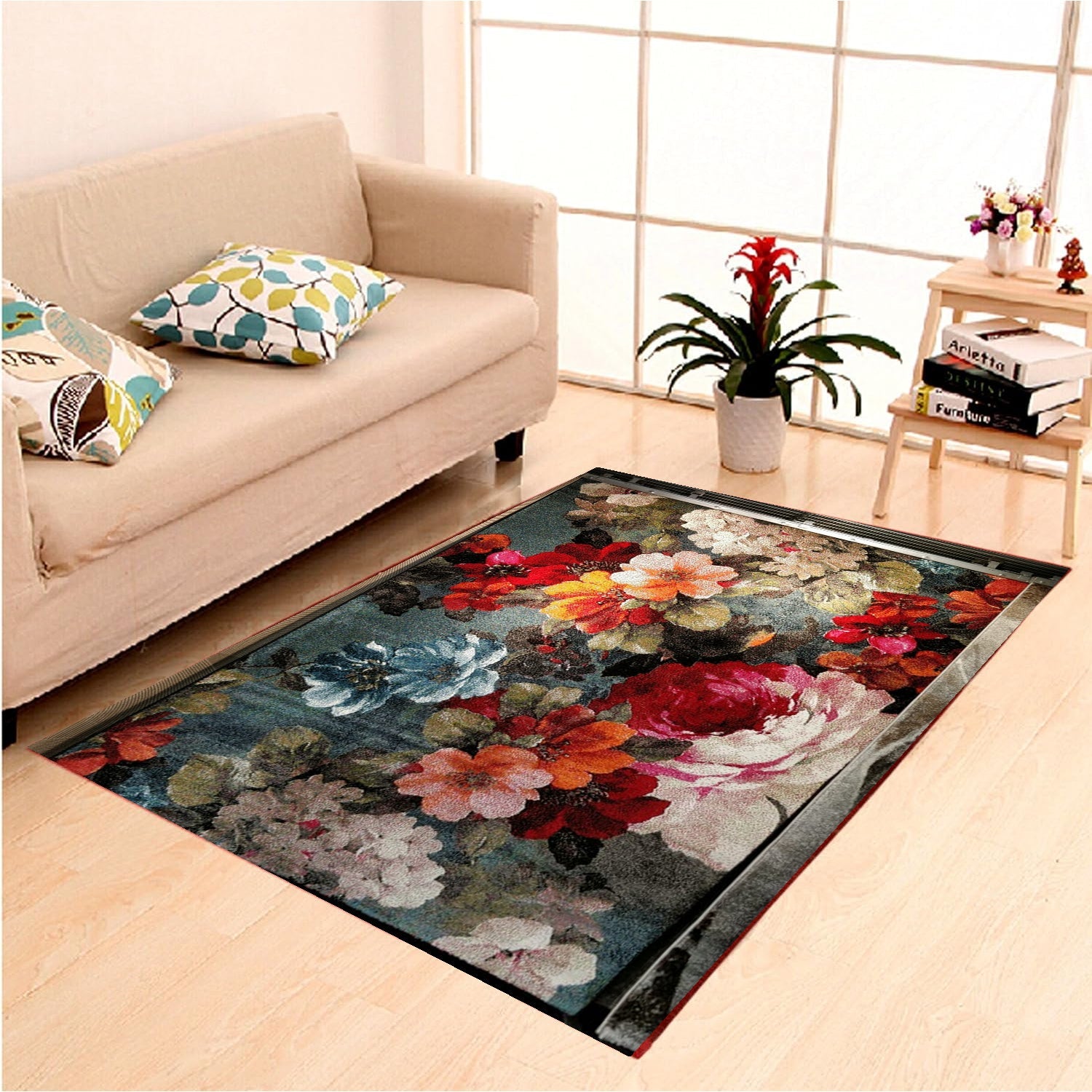 FLORAL PATTERN CARPET MADE IN TURKEY 122X183 CM(4x6feet)