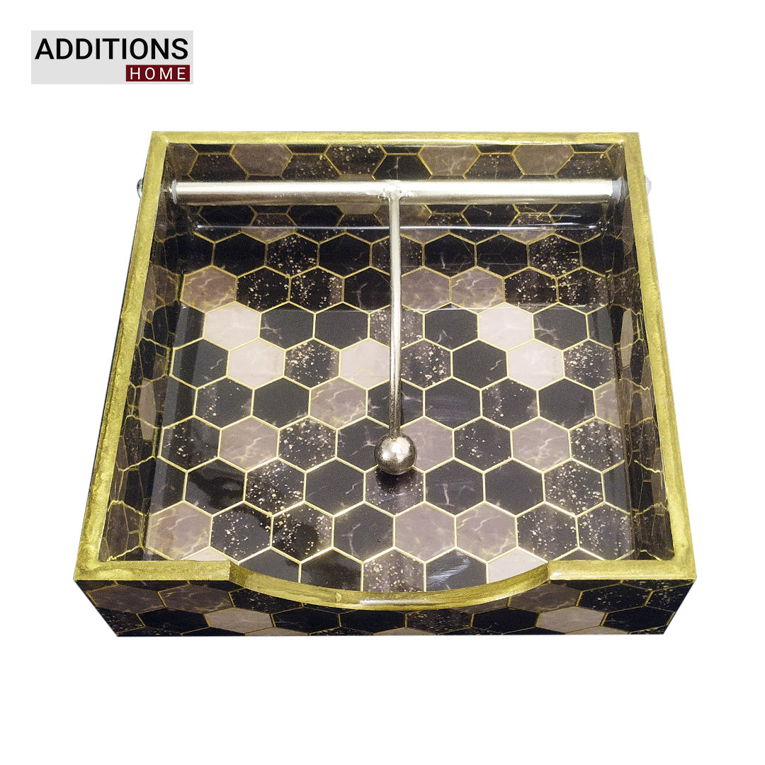 Tissues Holder for Dining Table MDF Wood Napkin Dispenser Organizer.(19.5 x 19.5 x 5.5 Centimeters)
