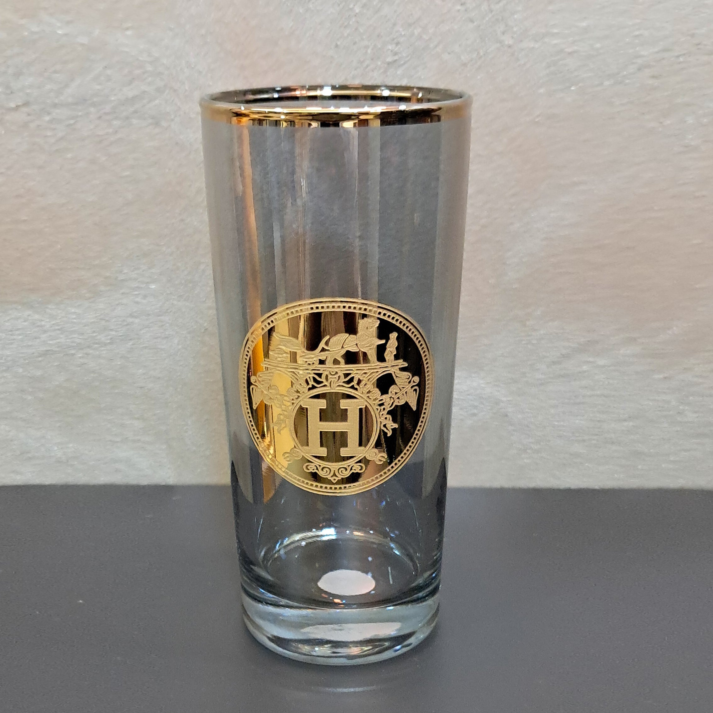 Gold Plated Amber Black Long Glasses Capacity: 370 ML, for Home and Kitchen - Ideal Gift for Housewarming