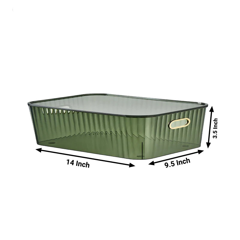 Ribbed Storage Organizer Transparent 14x9.5x3.5 Inch. 1 Pcs