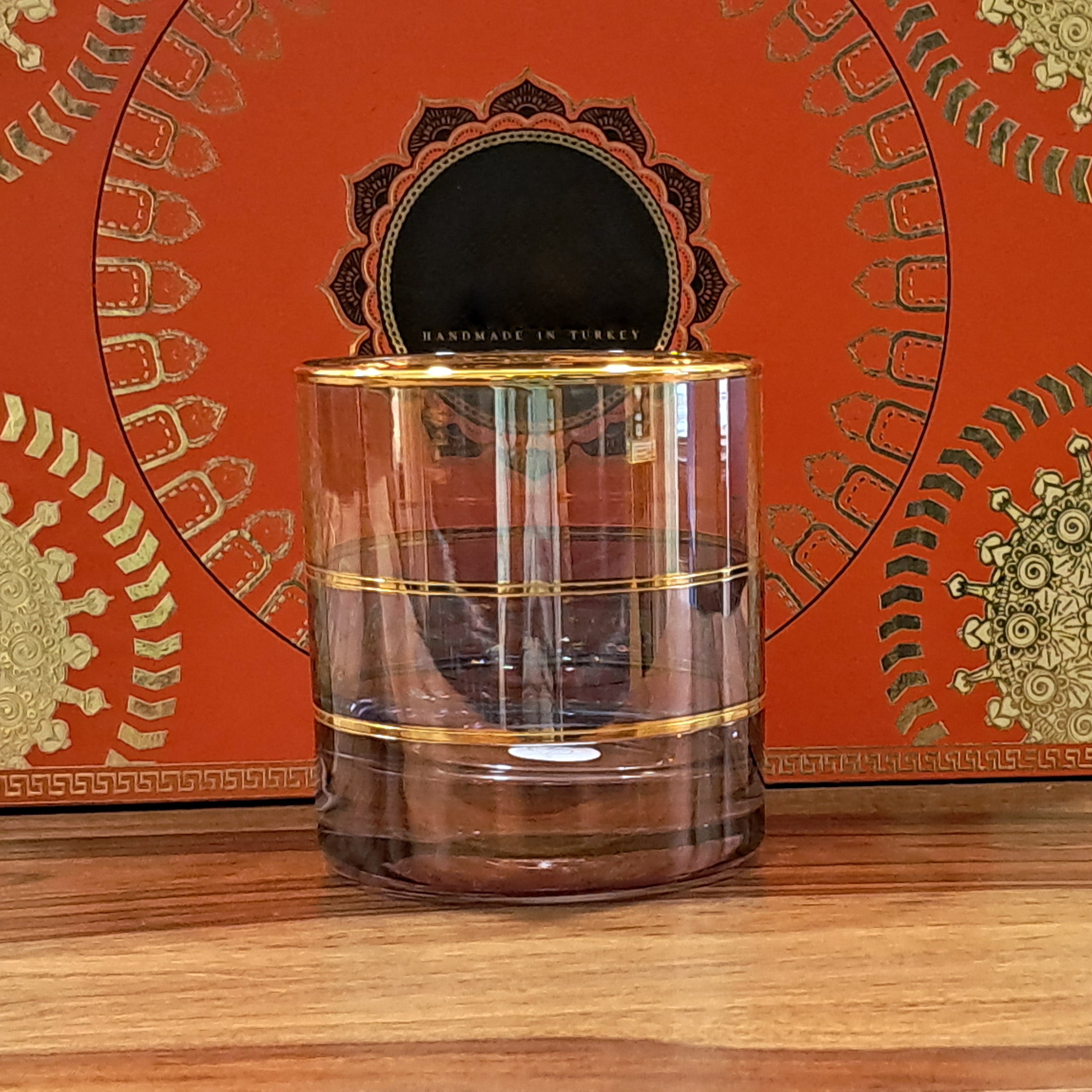 Hand Crafted Gold Decorated Whiskey Glasses, Capacity:360 ML for Home and Kitchen - Ideal Gift for Housewarming
