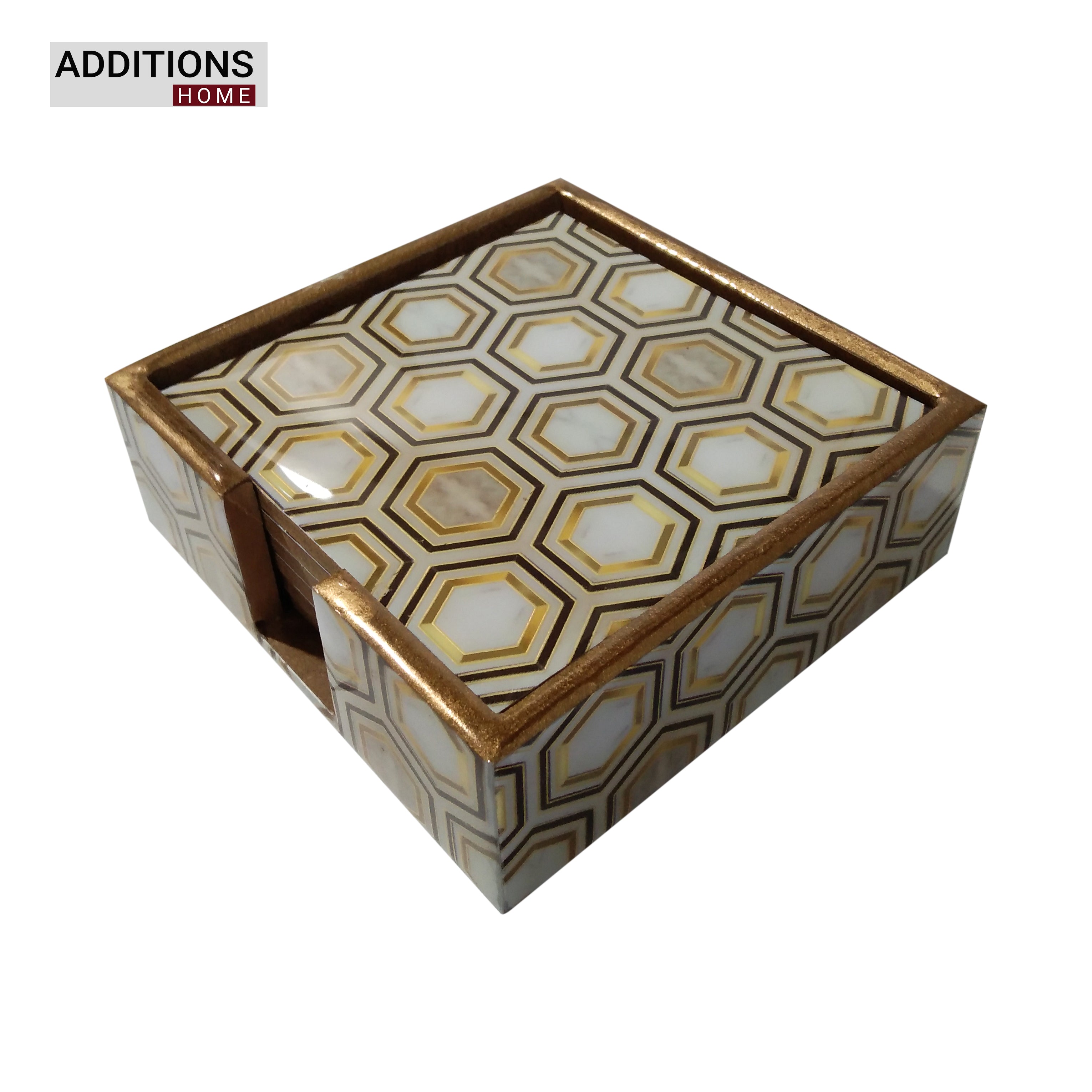 Beautiful Designer Printed Coasters Set of 6 PCS (MDF Wooden, 9.5x9.5 cm, Square)