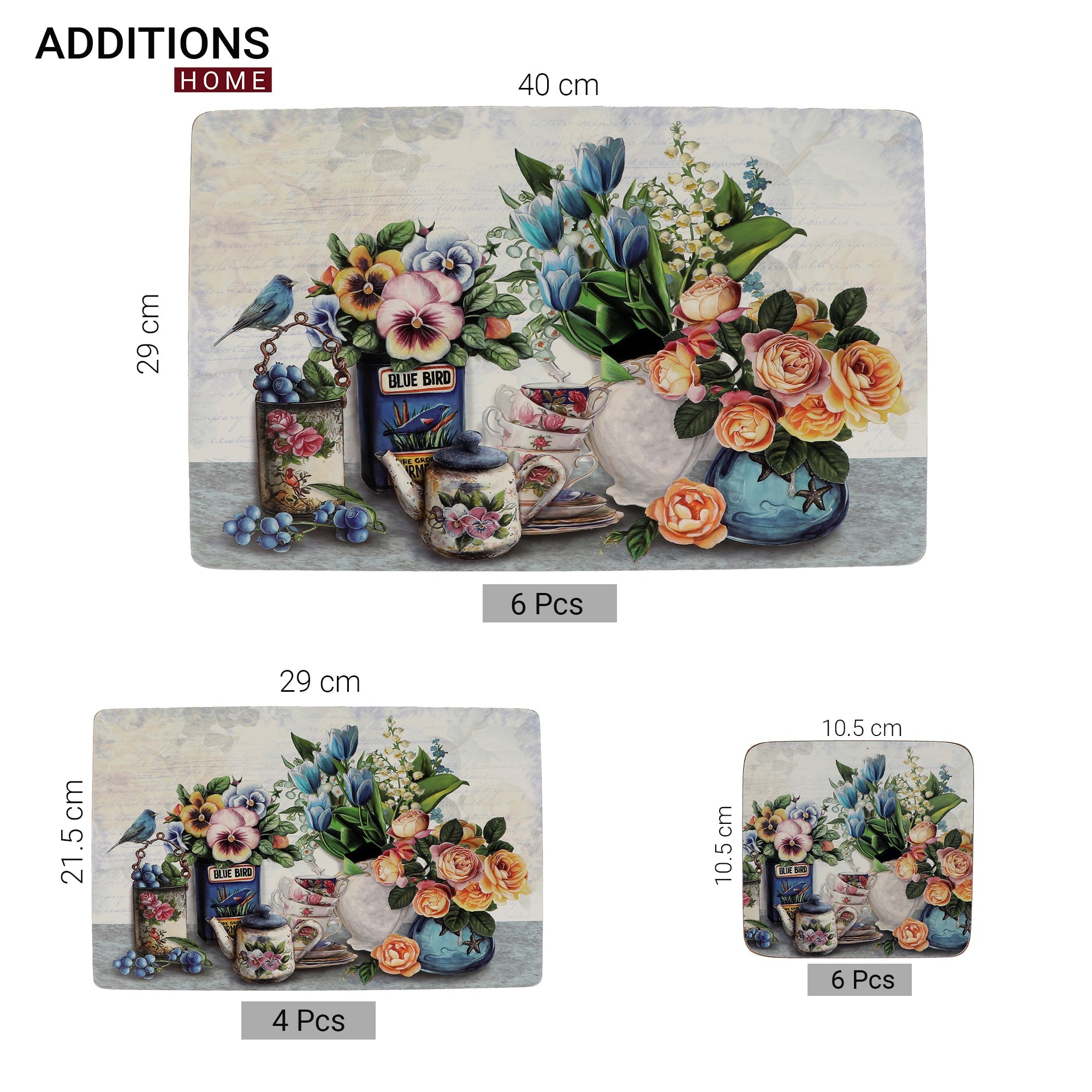 LUXURY MDF PLACEMATS, TABLE MATS WITH COASTERS SUBLIMATION PRINTING (SET OF 16 PCS)