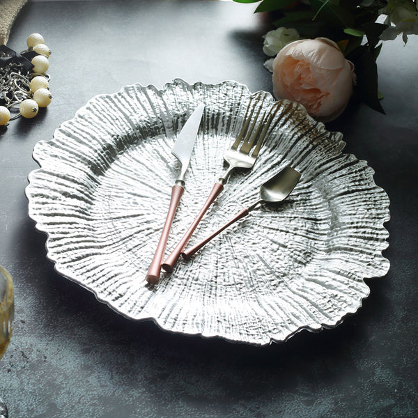 1 Pcs , 13" Round Full Silver Glass Charger Plates