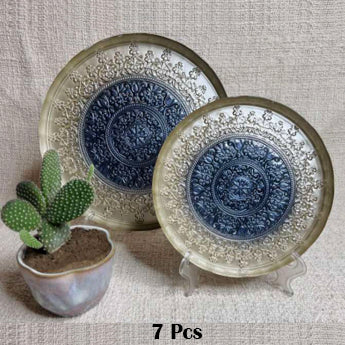 7PCS EMBOSSED GLASS SNACK SET