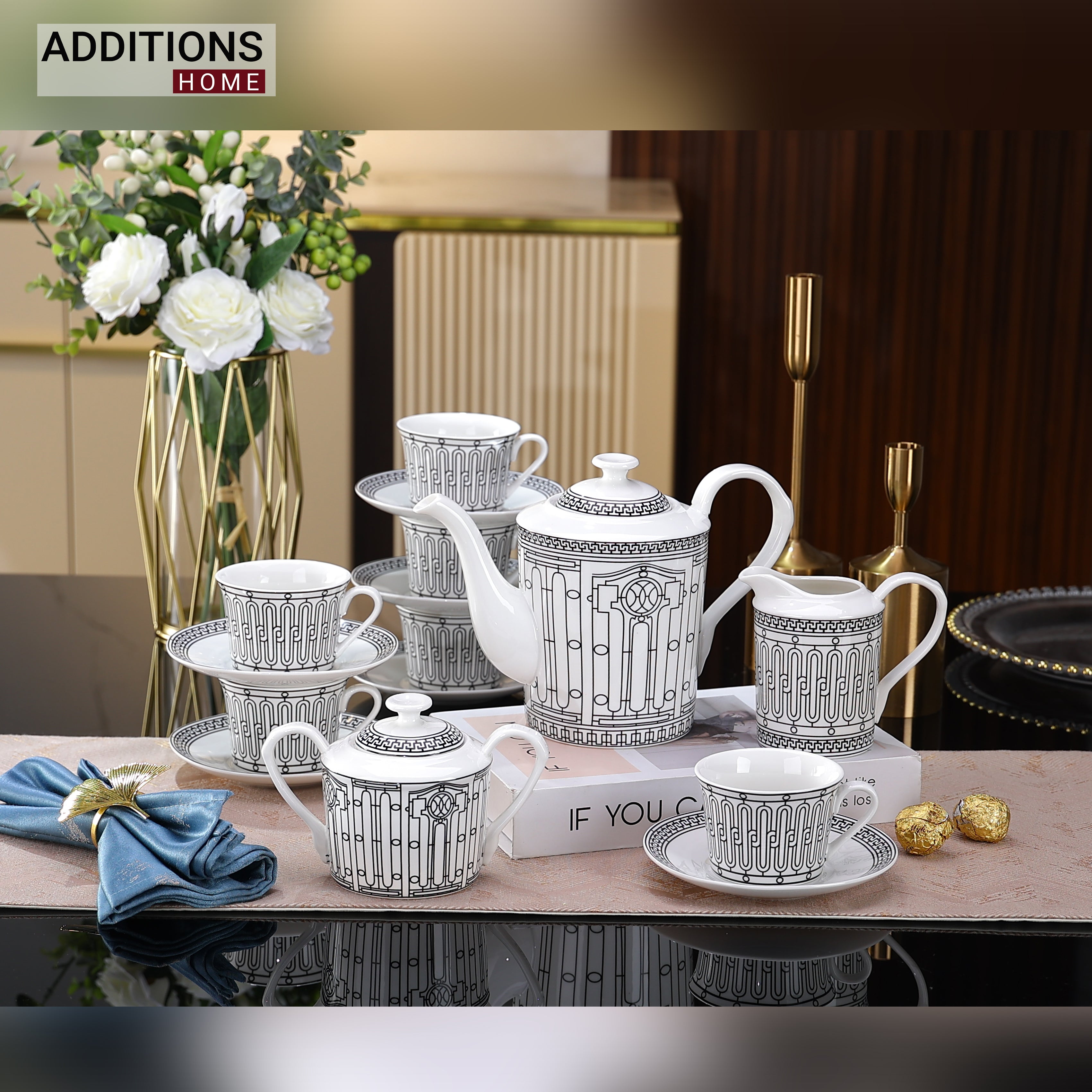Fine Bone China Tea Set with 24K Gold 17 PCS Set