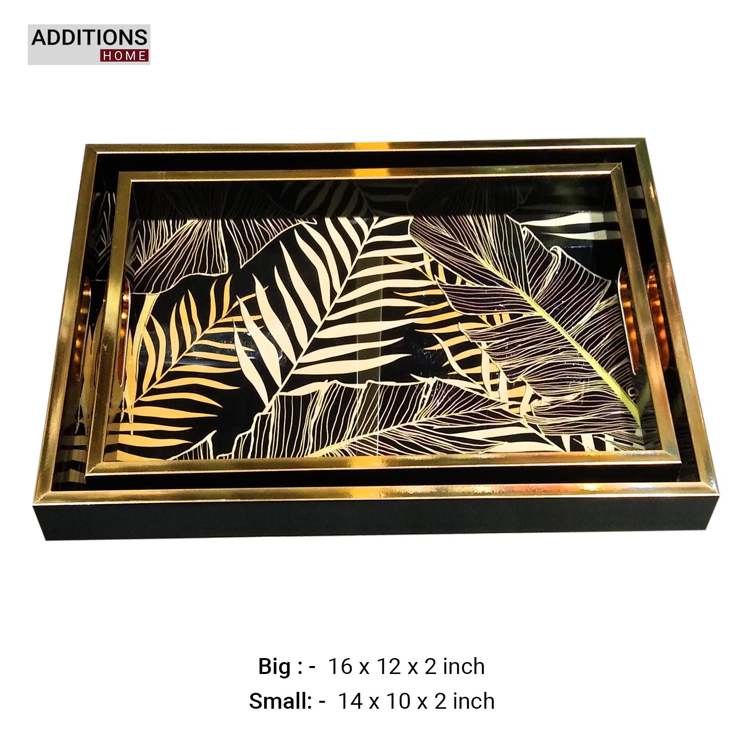 Decorative Tray, Marbling Tray with Handles, Coffee Table Tray and Serving Tray for Ottoman, Kitchen, Bathroom, Black