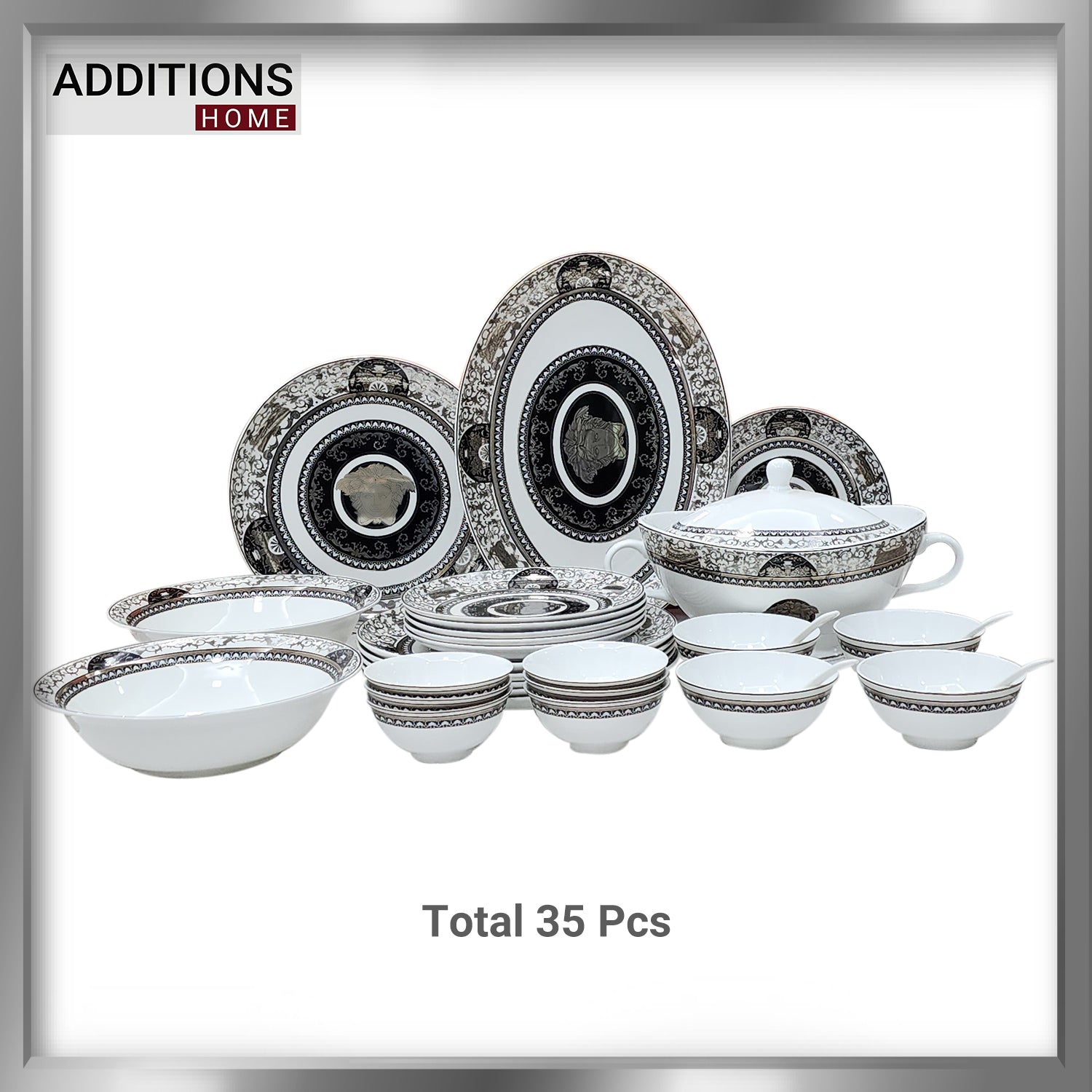 Fine Bone China Dinner Set 24k" Silver Plated 35 PCS.