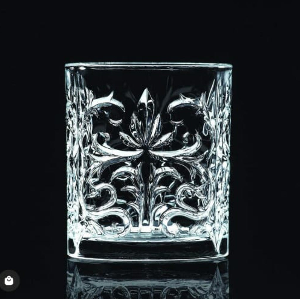 RCR (Made in Italy) Tattoo Crystal Short Whisky Water Tumblers Glasses, 340 ml, Set of 6