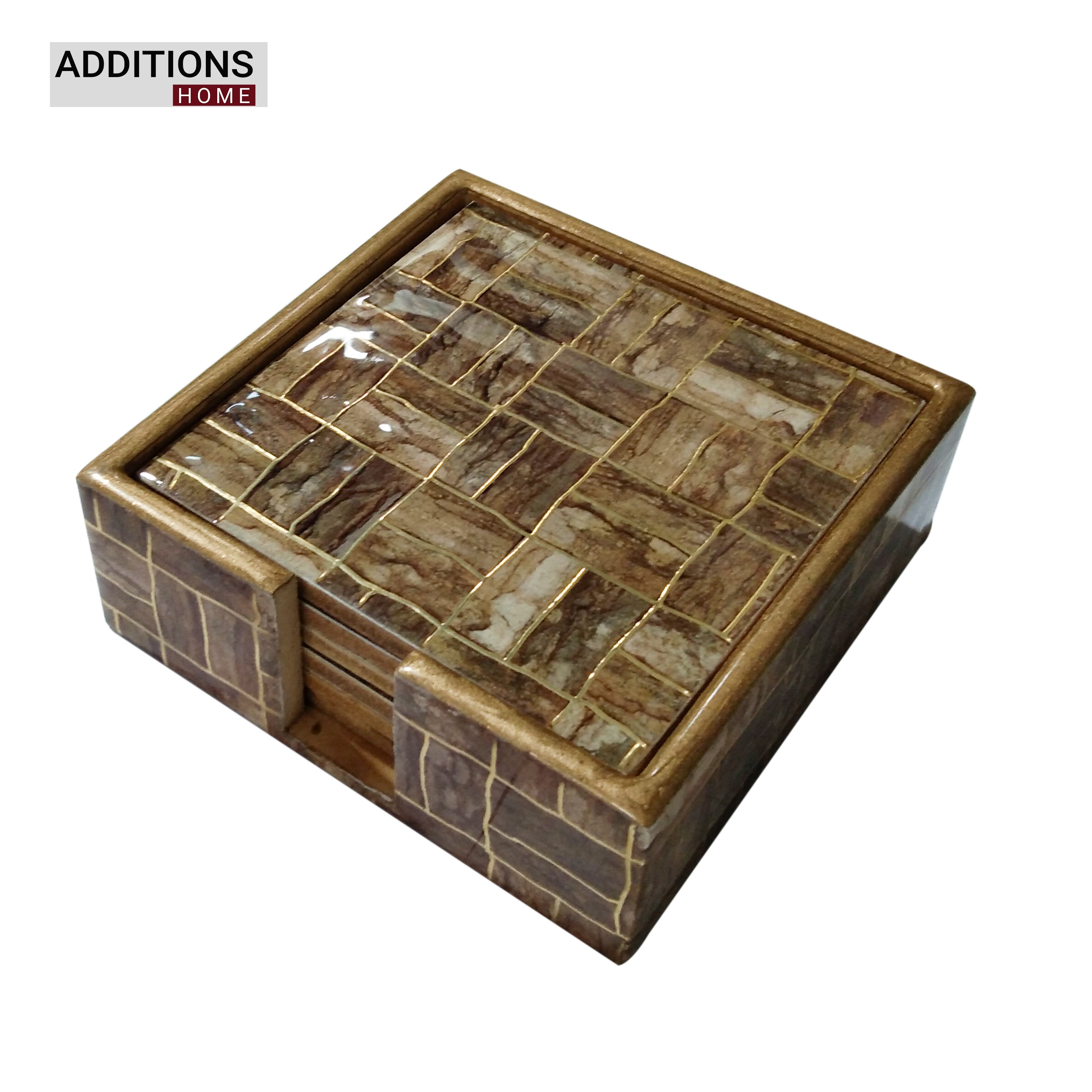 Beautiful Designer Printed Coasters Set of 6 PCS (MDF Wooden, 9.5x9.5 cm, Square)