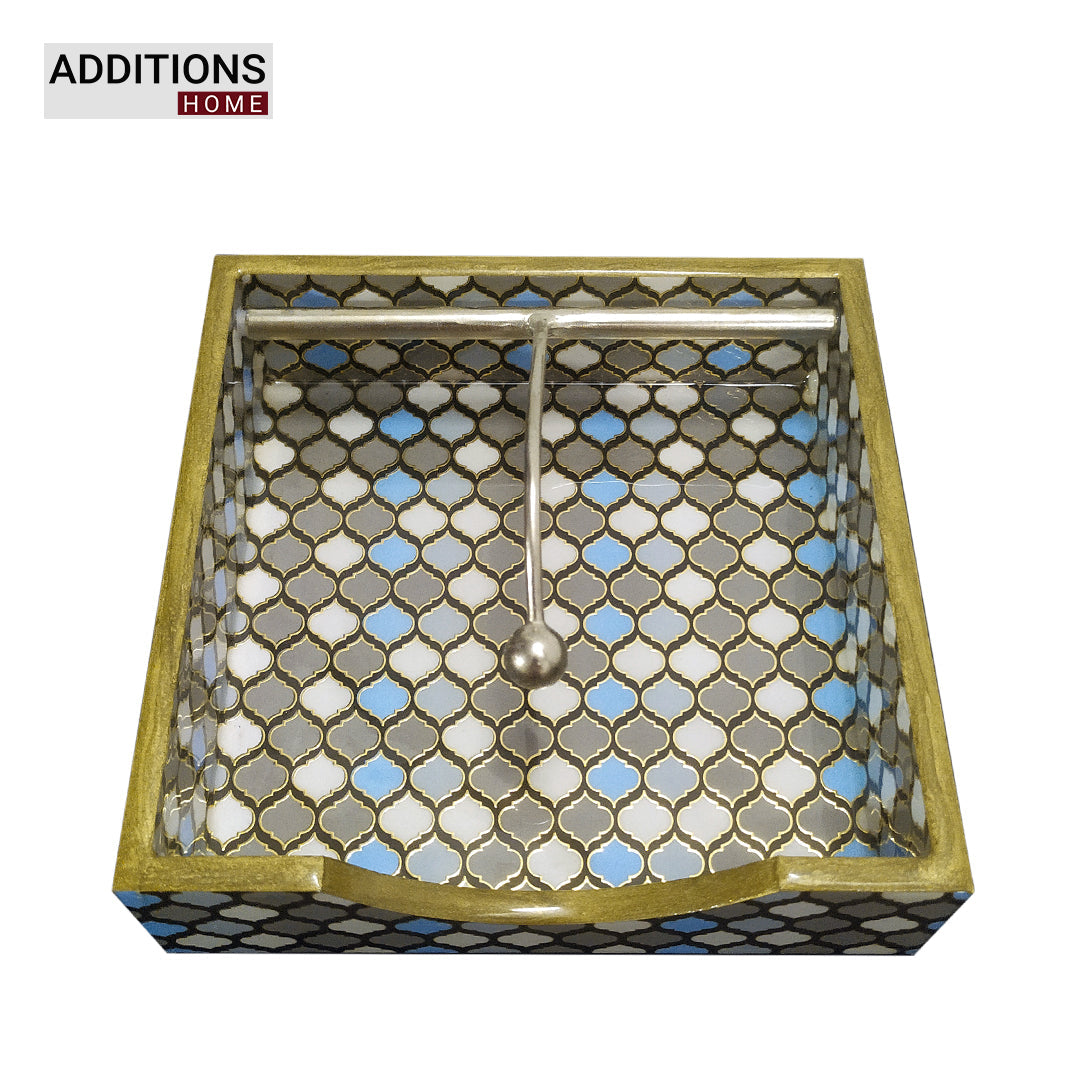 Tissues Holder for Dining Table MDF Wood Napkin Dispenser Organizer.(19.5 x 19.5 x 5.5 Centimeters)