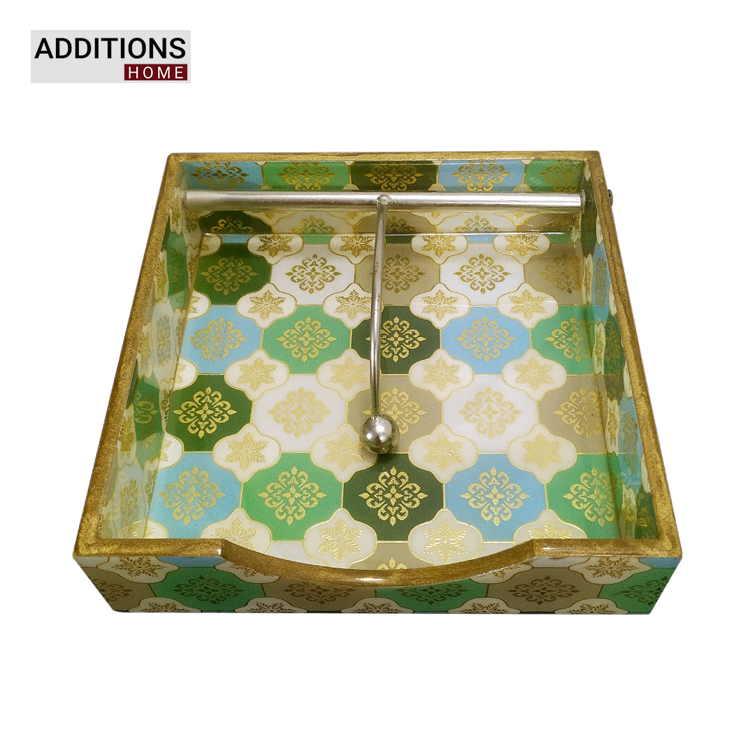 Tissues Holder for Dining Table MDF Wood Napkin Dispenser Organizer.(19.5 x 19.5 x 5.5 Centimeters)