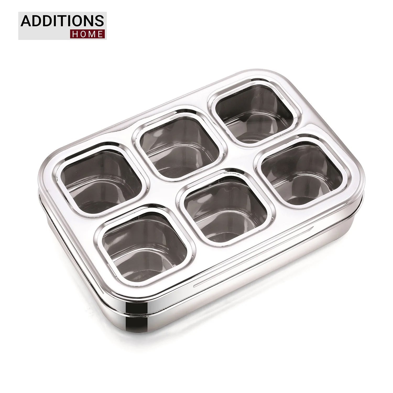Dry Fruit Cum Spice Box- 6 Square Plain