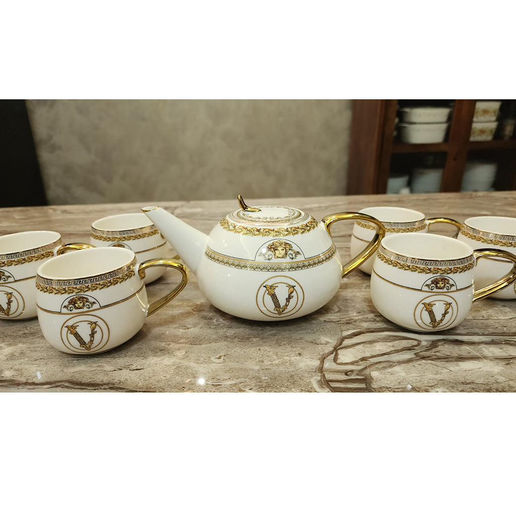 Fine Bone China Tea Set with 24K Gold  8 PCS Set