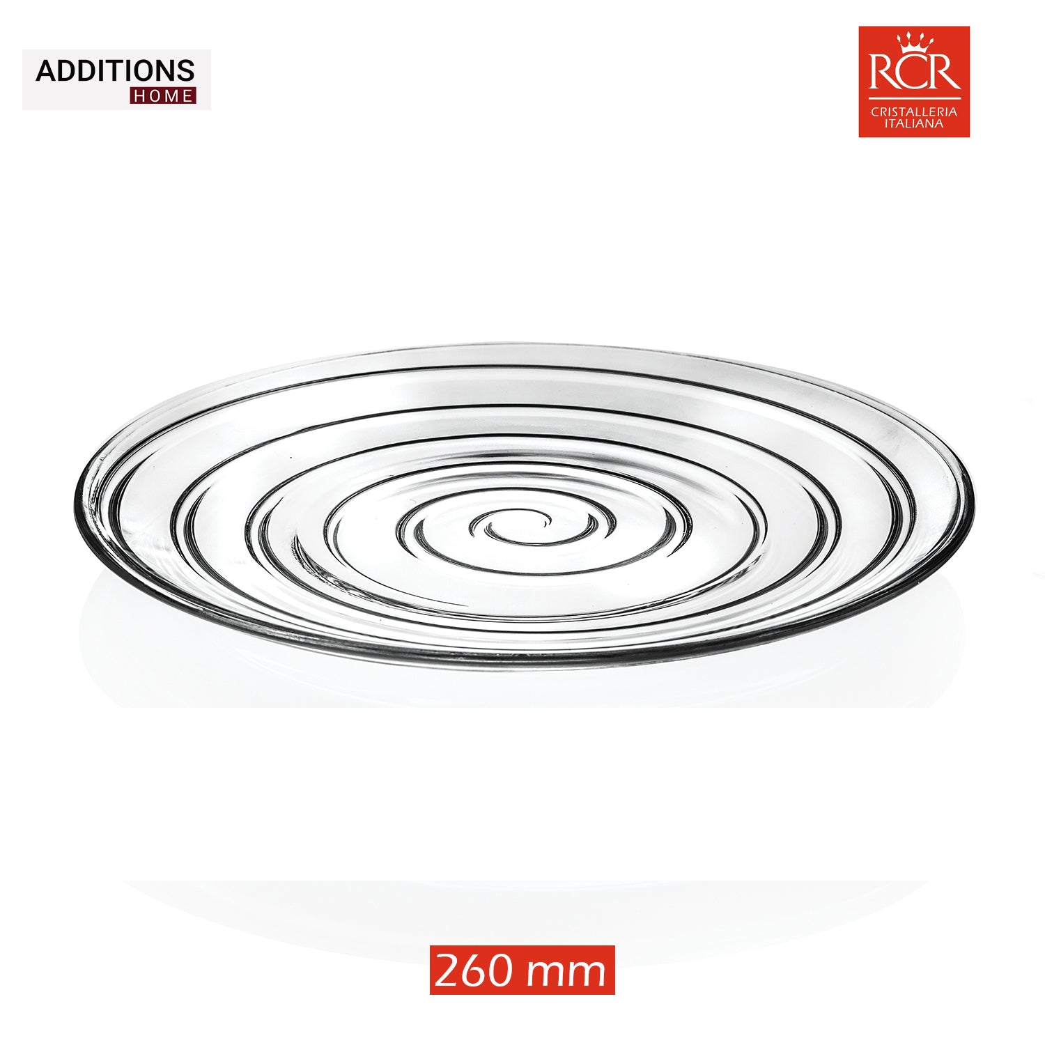 RCR(Made in Italy) Crystal Line Glass Dinner/Serving Plate 260 mm (Set of 4)