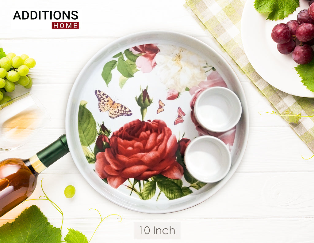 Fine Bone China Modern Chip and Dip Platter with 2 Dip Bowls. (Made In INDONESIA)