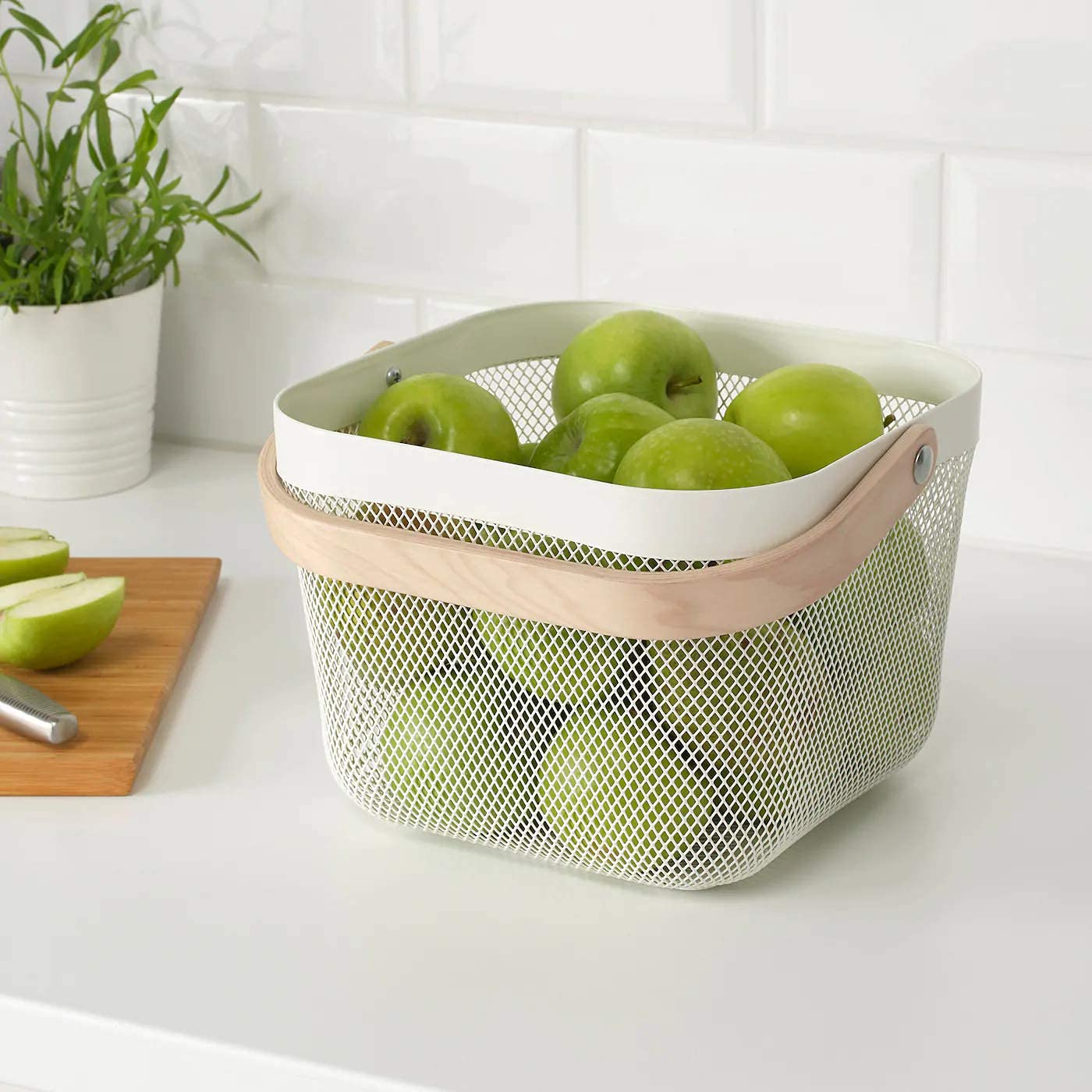 Bamboo Handle Multi-functional Hanging Basket