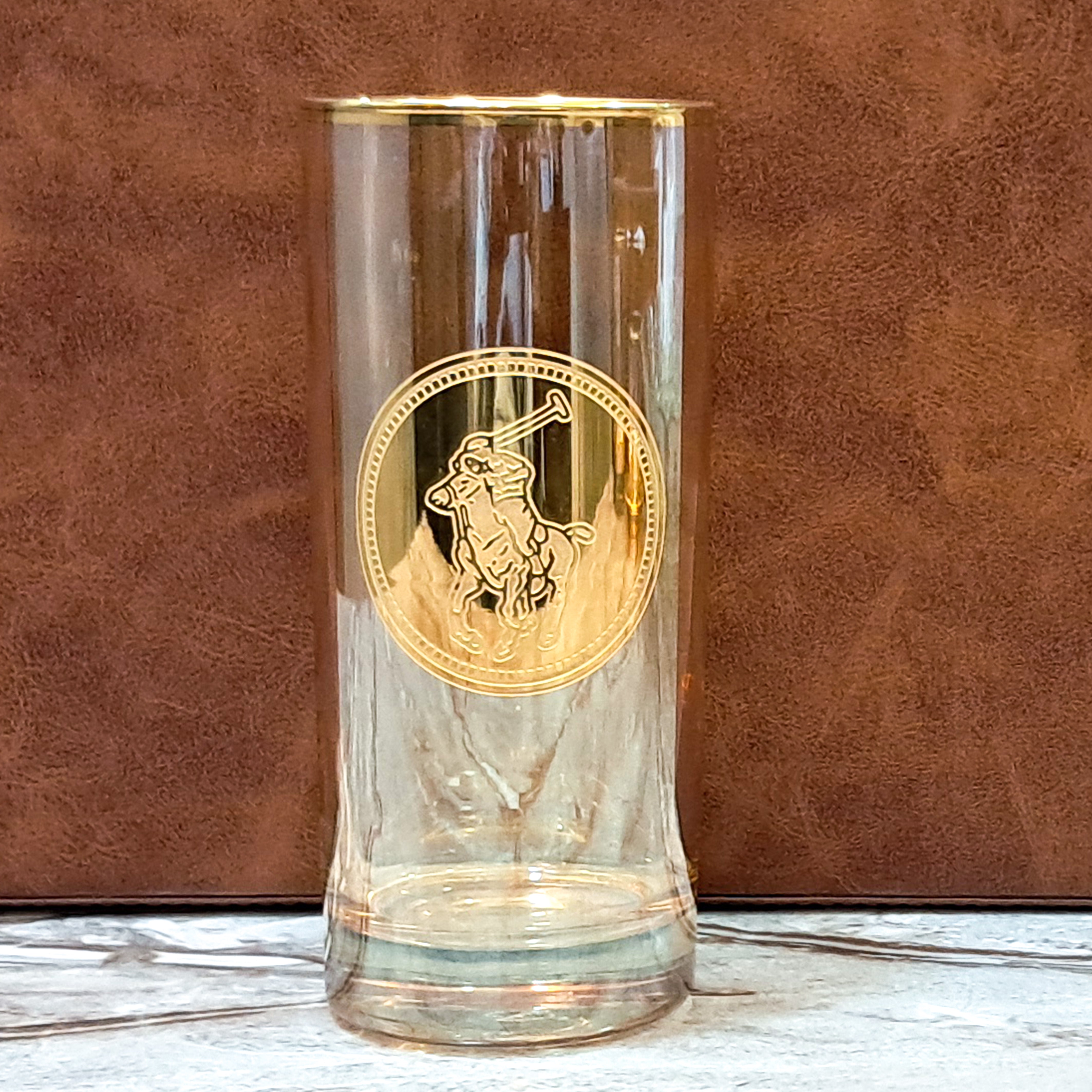 Hand Crafted Gold Plated Long Glasses Capacity: 370 ML, for Home and Kitchen - Ideal Gift for Housewarming