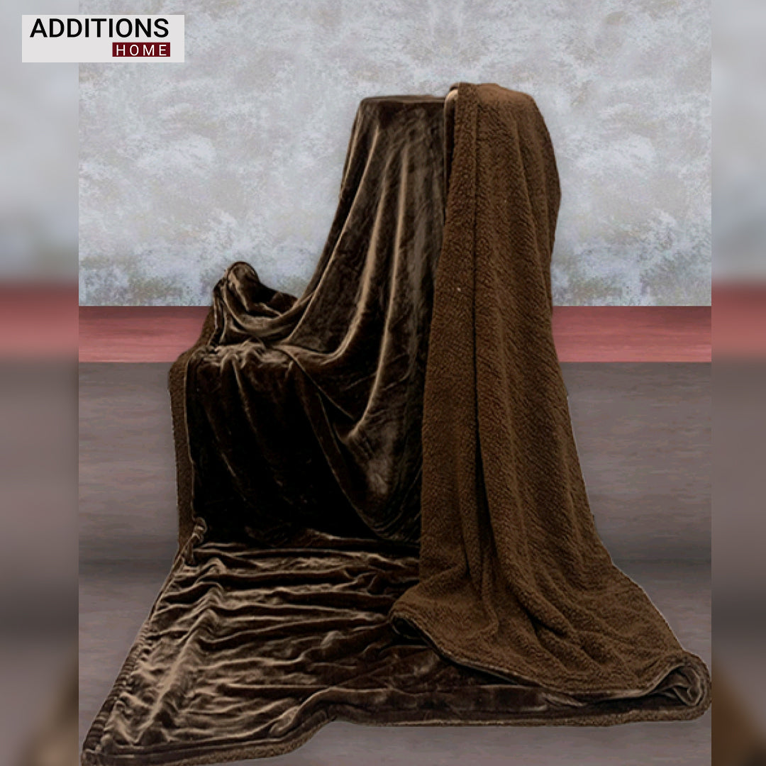 Plain Winter Warm Blanket/ Quit cover with Sherpa Back Double Bed 220 x 240 Cms