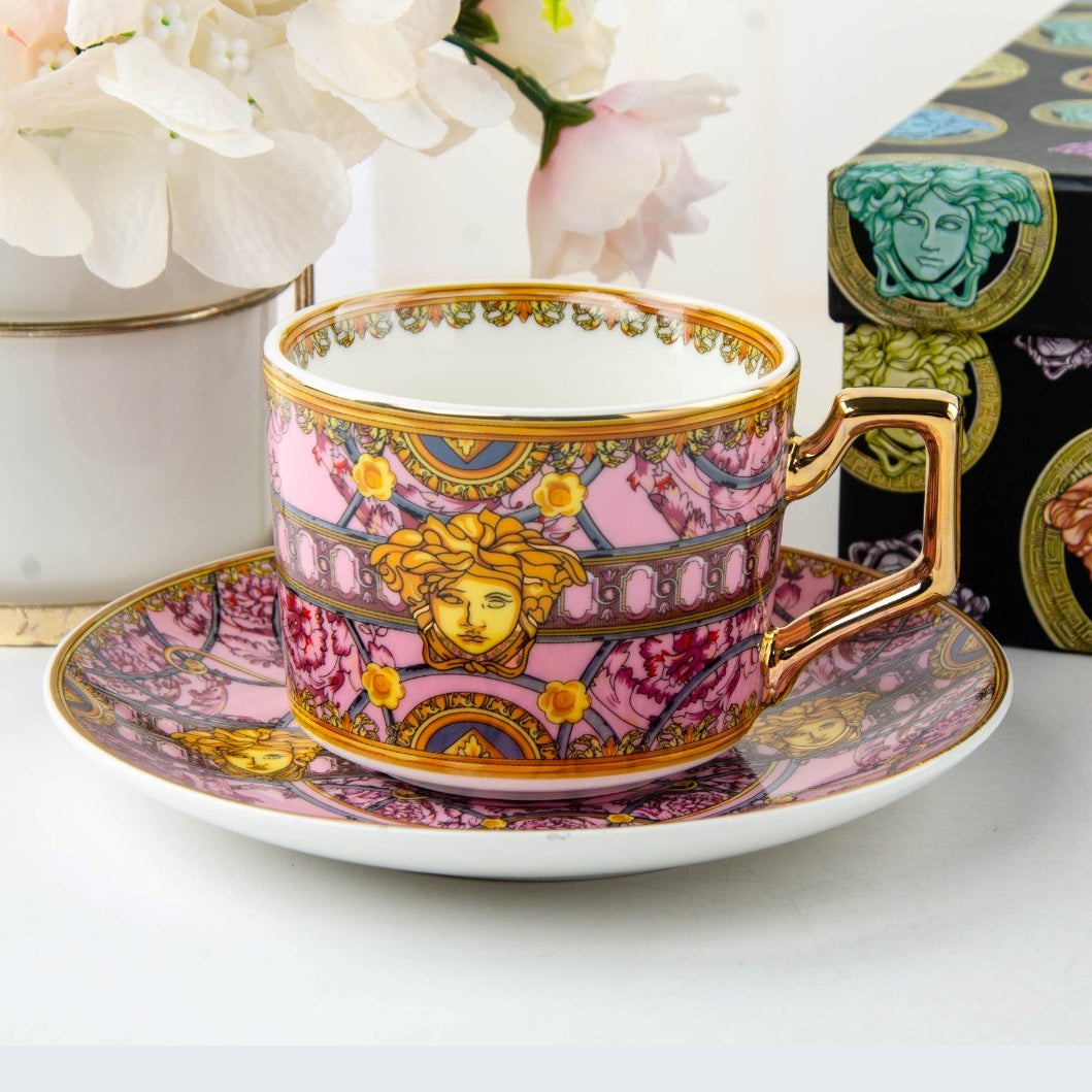 Elegant Fine Bone China Cup and Plate Set of (Pink)