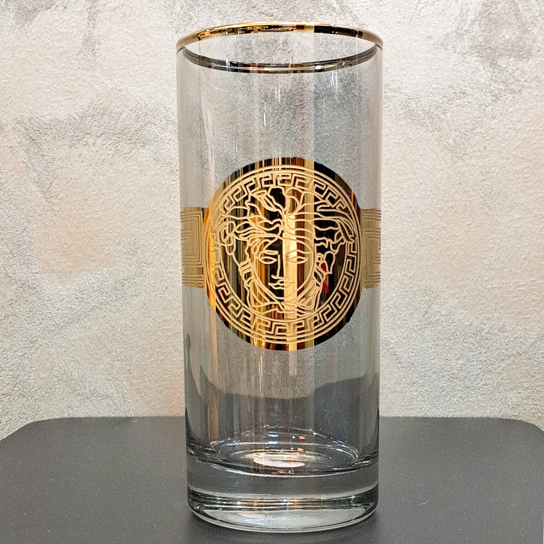 Gold Plated Amber Black Long Glasses Capacity: 370 ML, for Home and Kitchen - Ideal Gift for Housewarming