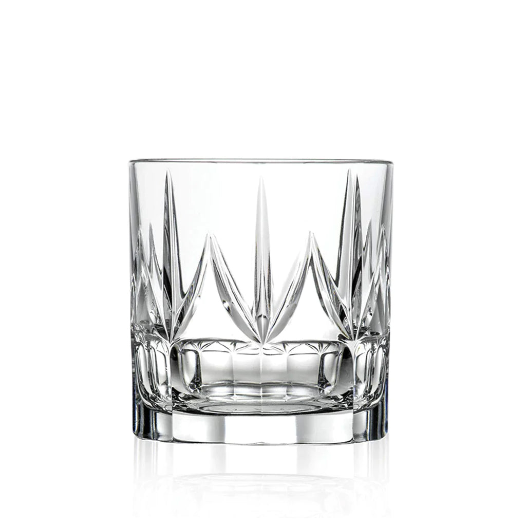RCR (Made in Italy) Chic Luxion Crystal Whisky Tumbler Glasses, 350ML Set of 6
