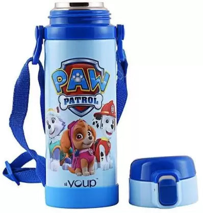 Vacuum Insulated Travel Paw Petrol Water Bottle with Straw 650 ml Bottle (Pack of 1, Blue, Steel)