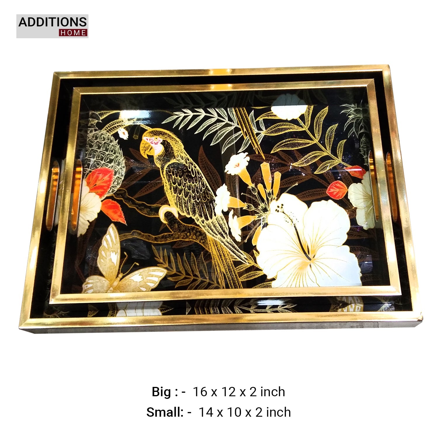 Decorative Tray, Marbling Tray with Handles, Coffee Table Tray and Serving Tray for Ottoman, Kitchen, Bathroom, Black