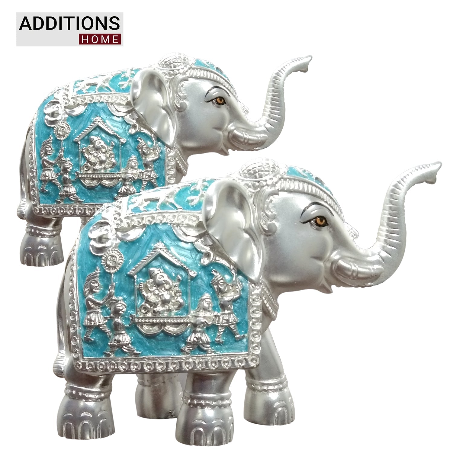 Silver Plated Elephant Idol. Set Of 2