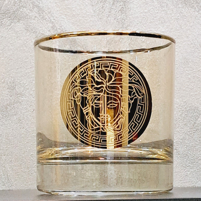 Hand Crafted Gold Decorated Whiskey Glasses, Capacity:360 ML for Home and Kitchen - Ideal Gift for Housewarming
