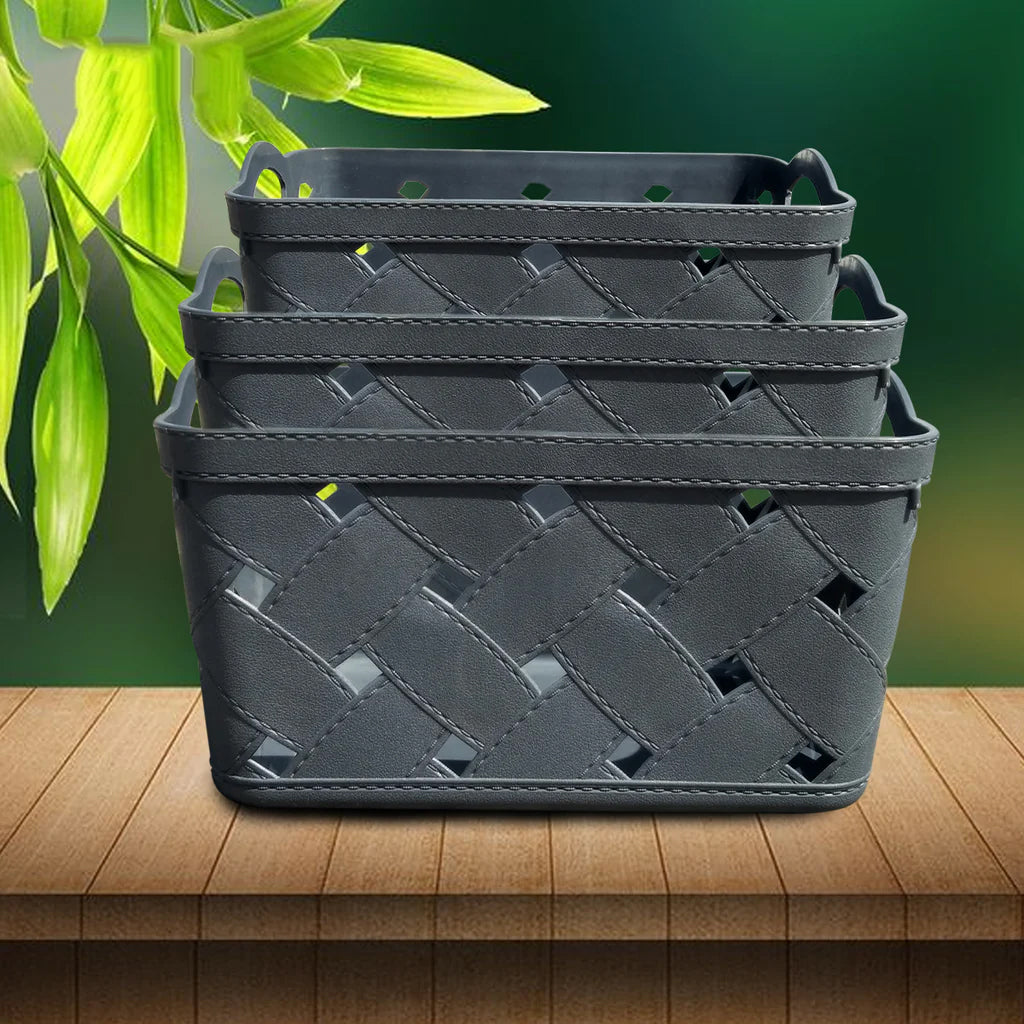 Water Proof Storage Basket. Grey, Set of 3