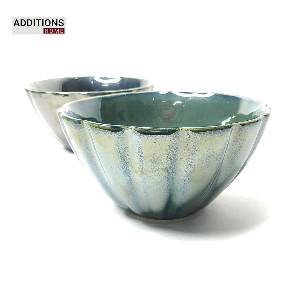 Metallic Green Stone Serving Bowls (Set of 4)
