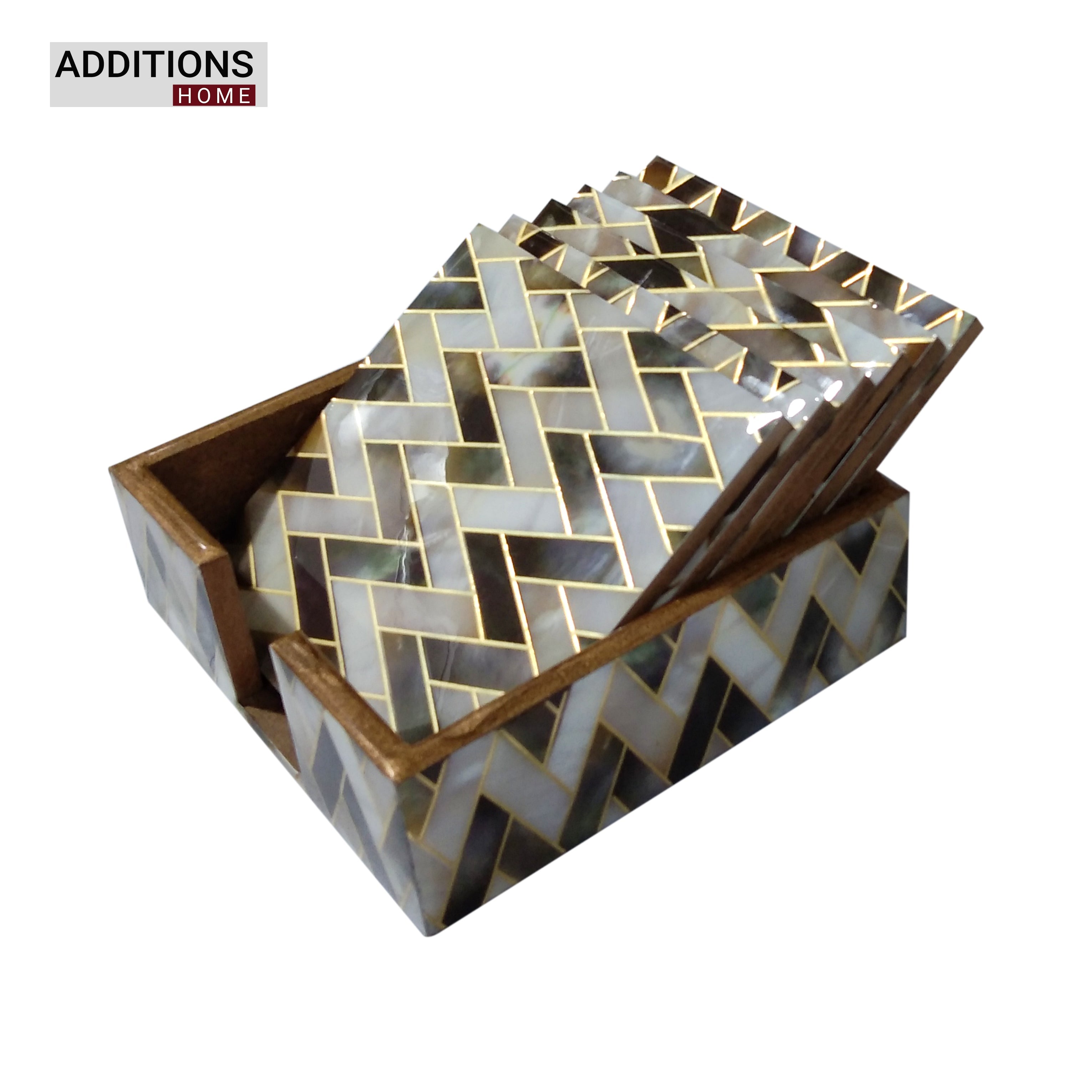 Beautiful Designer Printed Coasters Set of 6 PCS (MDF Wooden, 9.5x9.5 cm, Square)