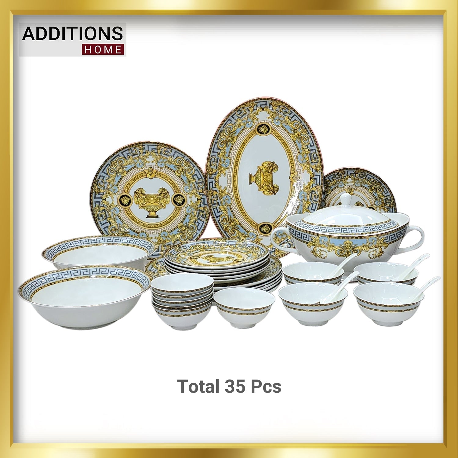 Fine Bone China Dinner Set 24k" Real Gold Plated 35 PCS.