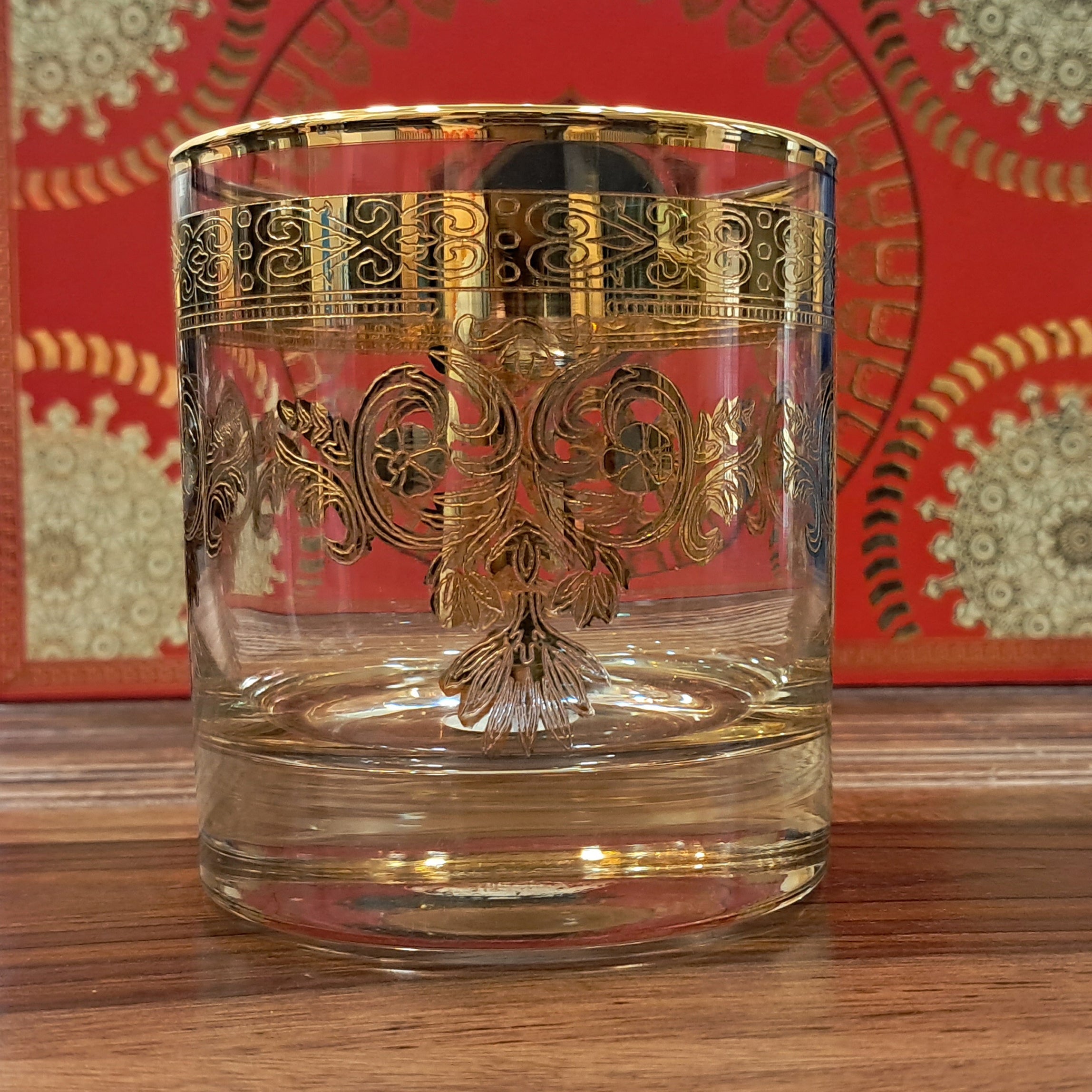 Hand Crafted Gold Plated Whiskey Glasses Capacity: 360 ML, for Home and Kitchen - Ideal Gift for Housewarming