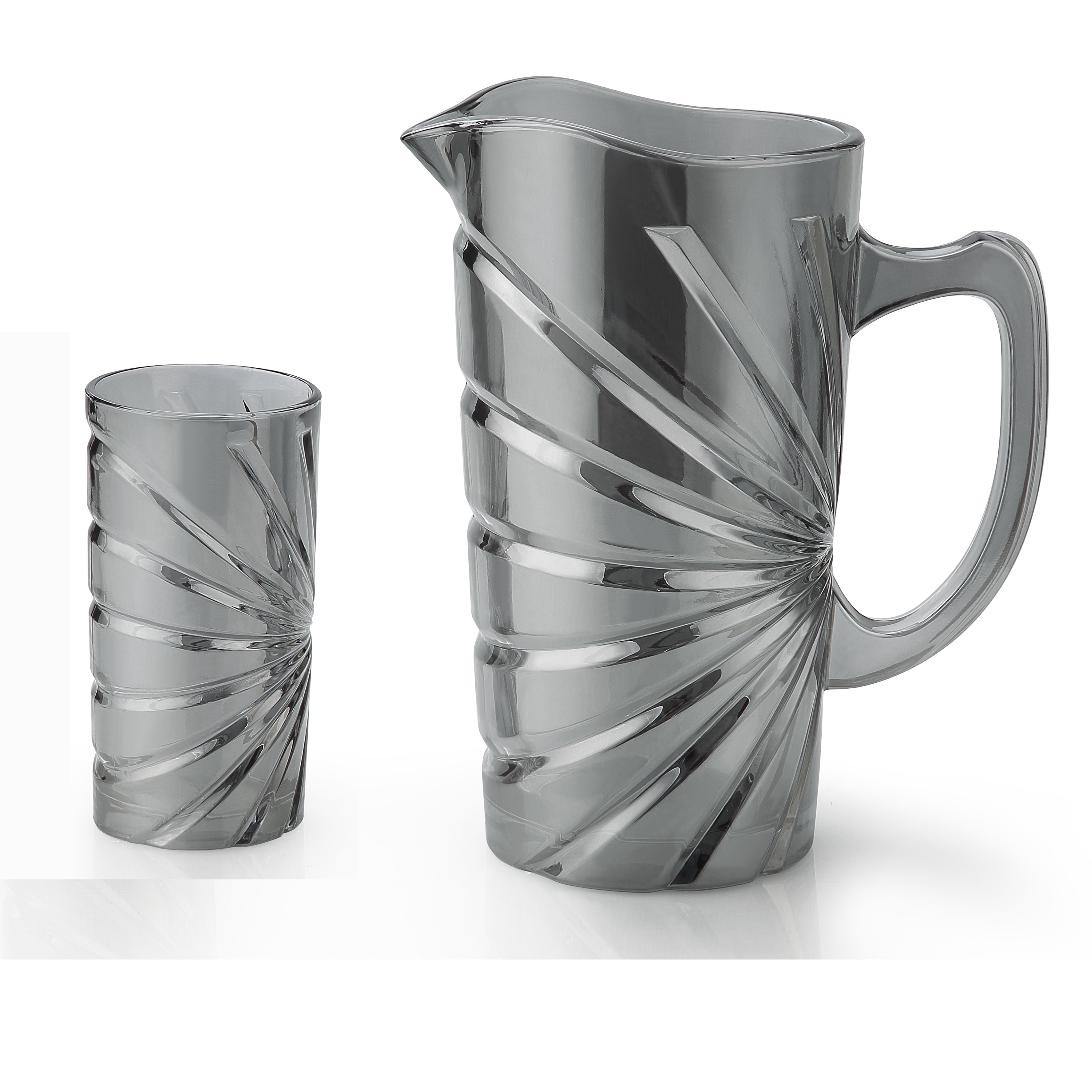 Hand Crafted Jug 1750 ml, With Long Glasses 370 ML, for Home and Kitchen Set of 7