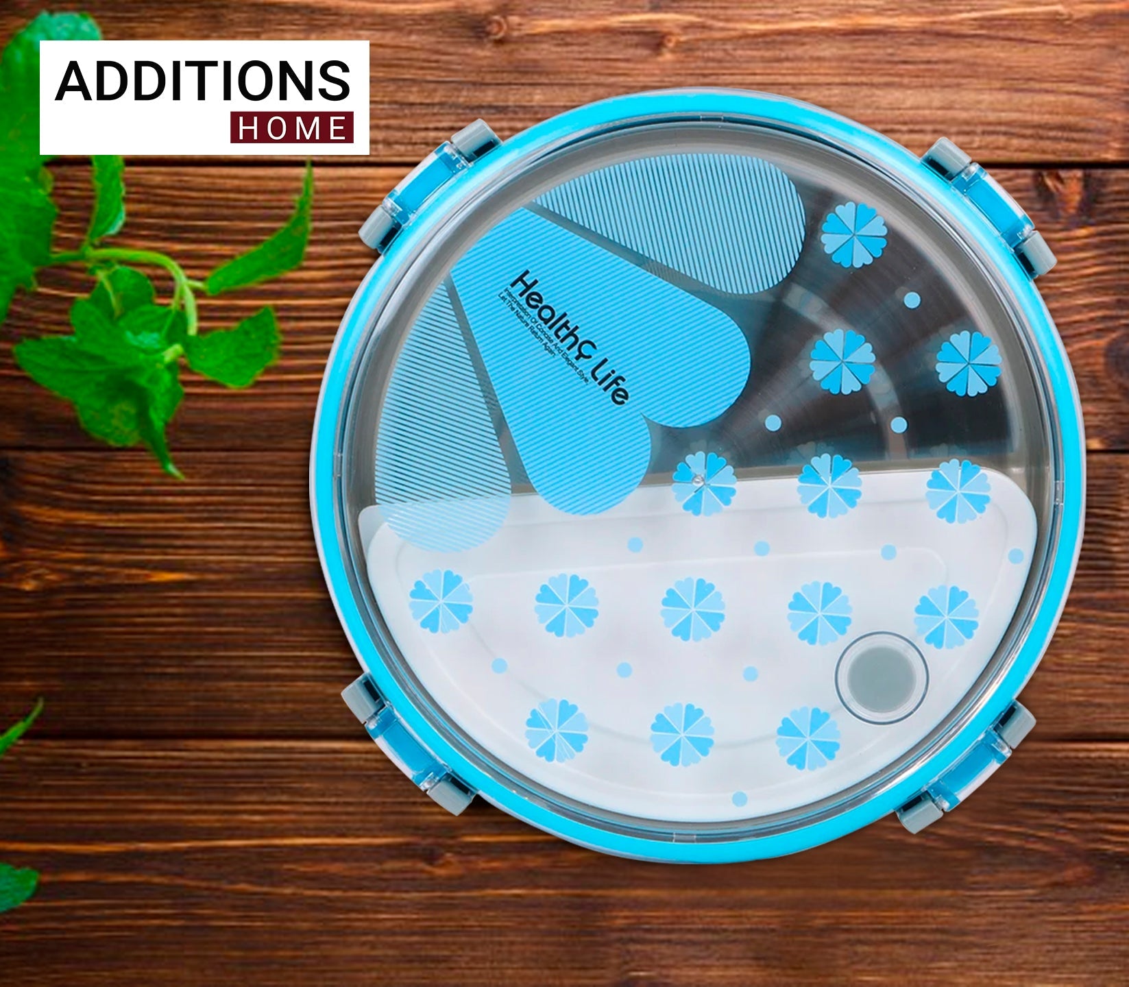 Round Shape Lunch Box Stainless Steel 6526 Inside and P.P Outside, 1 Inner Container & 1 Spoon (920ml)