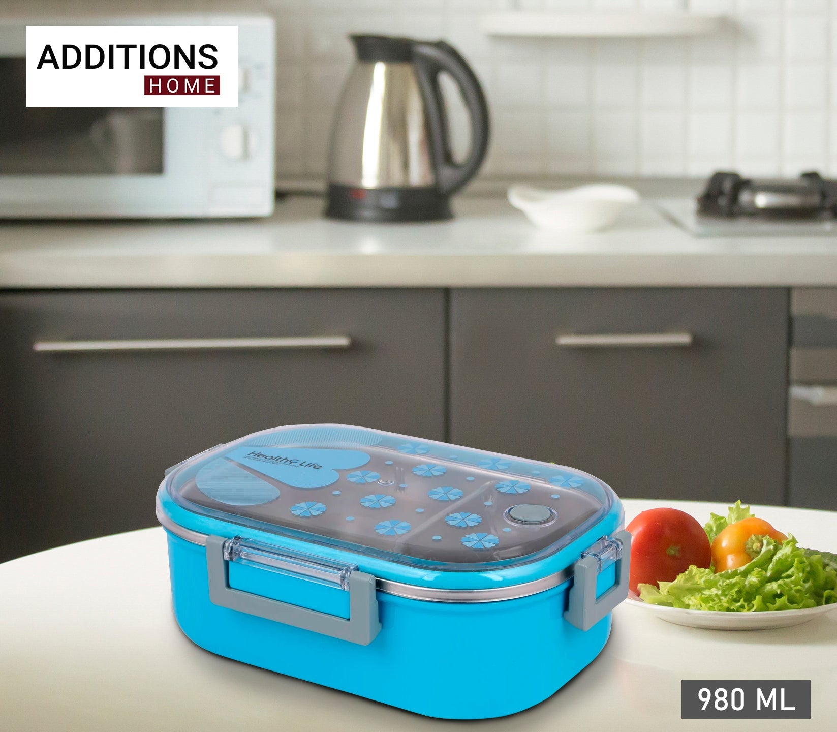 Stainless Steel Insulated 2 Grid Lunch Box Size: 6541 980ml